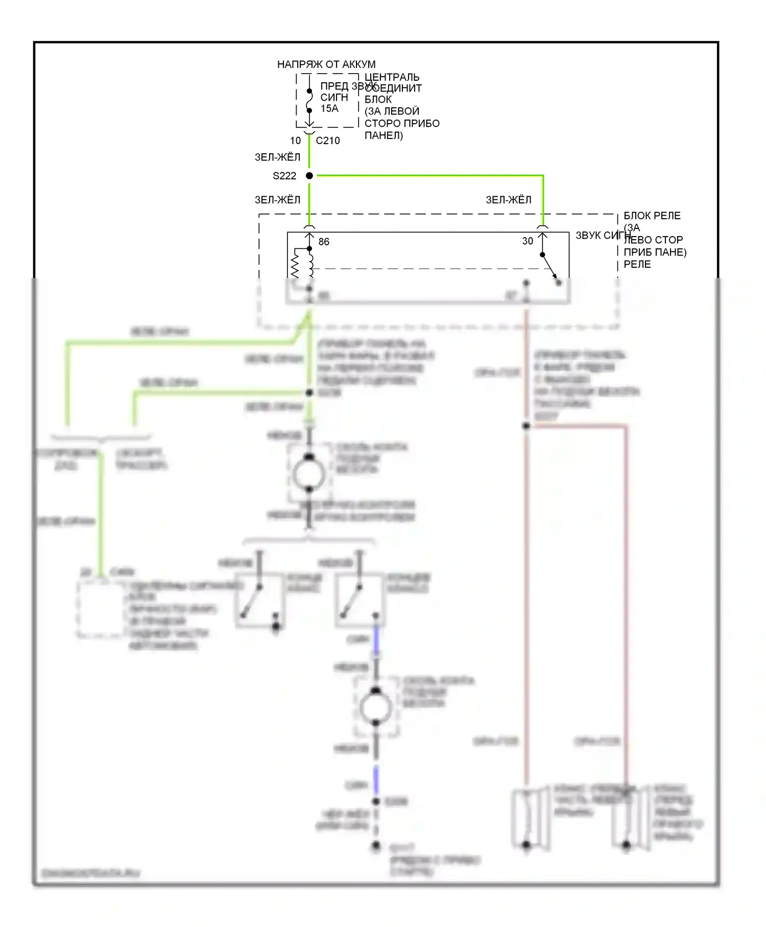 Escort Ford V рестайлинг 2 (1995-2002): Электросхема клаксона 
