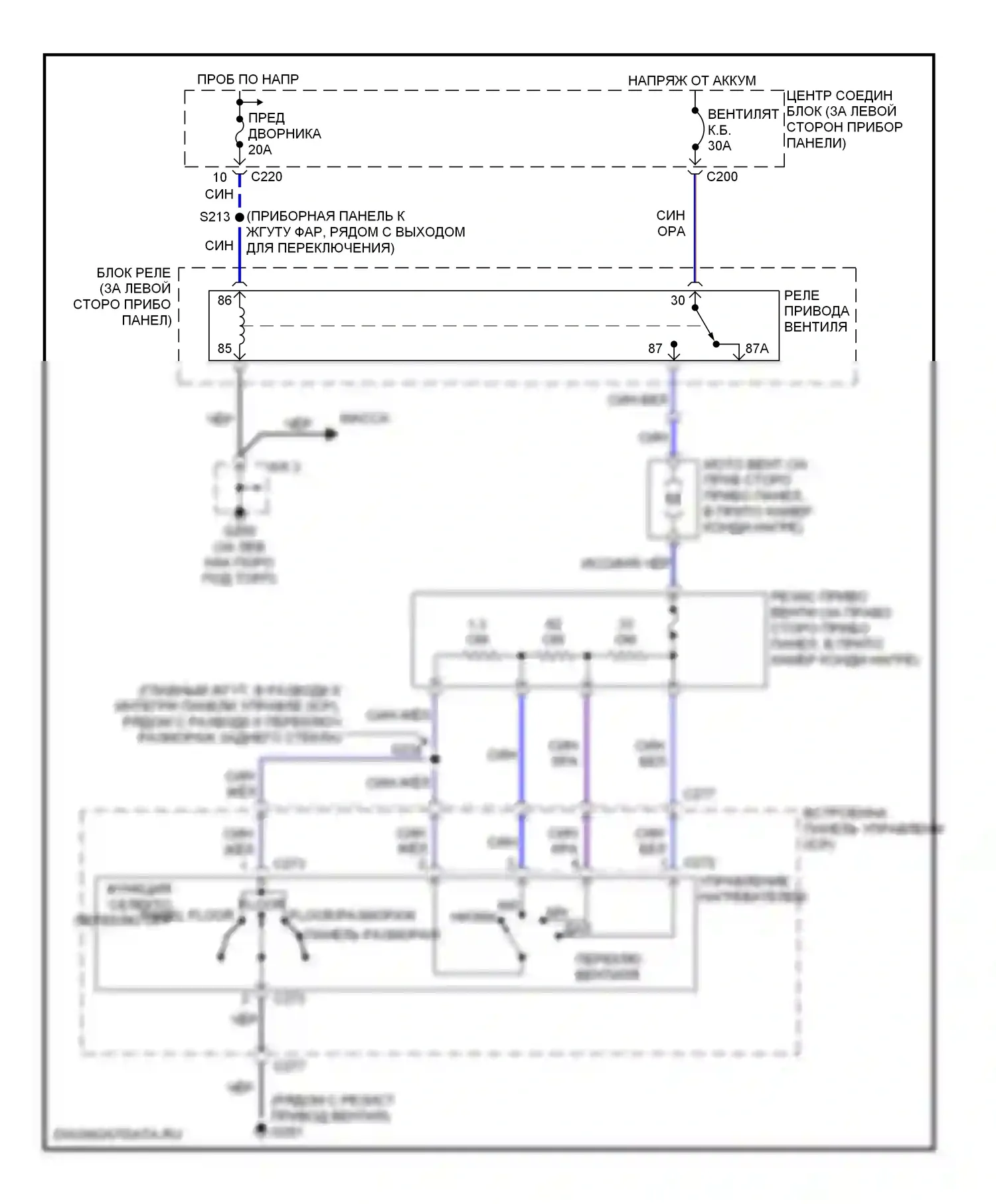 Escort Ford V рестайлинг 2 (1995-2002): Электросхема нагревателя 