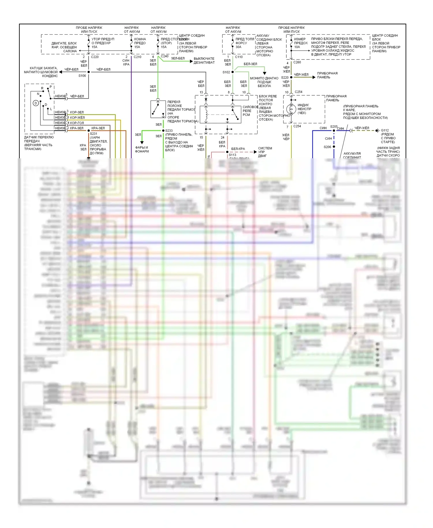 Escort Ford V рестайлинг 2 (1995-2002): Электросхема автоматической коробки передач 