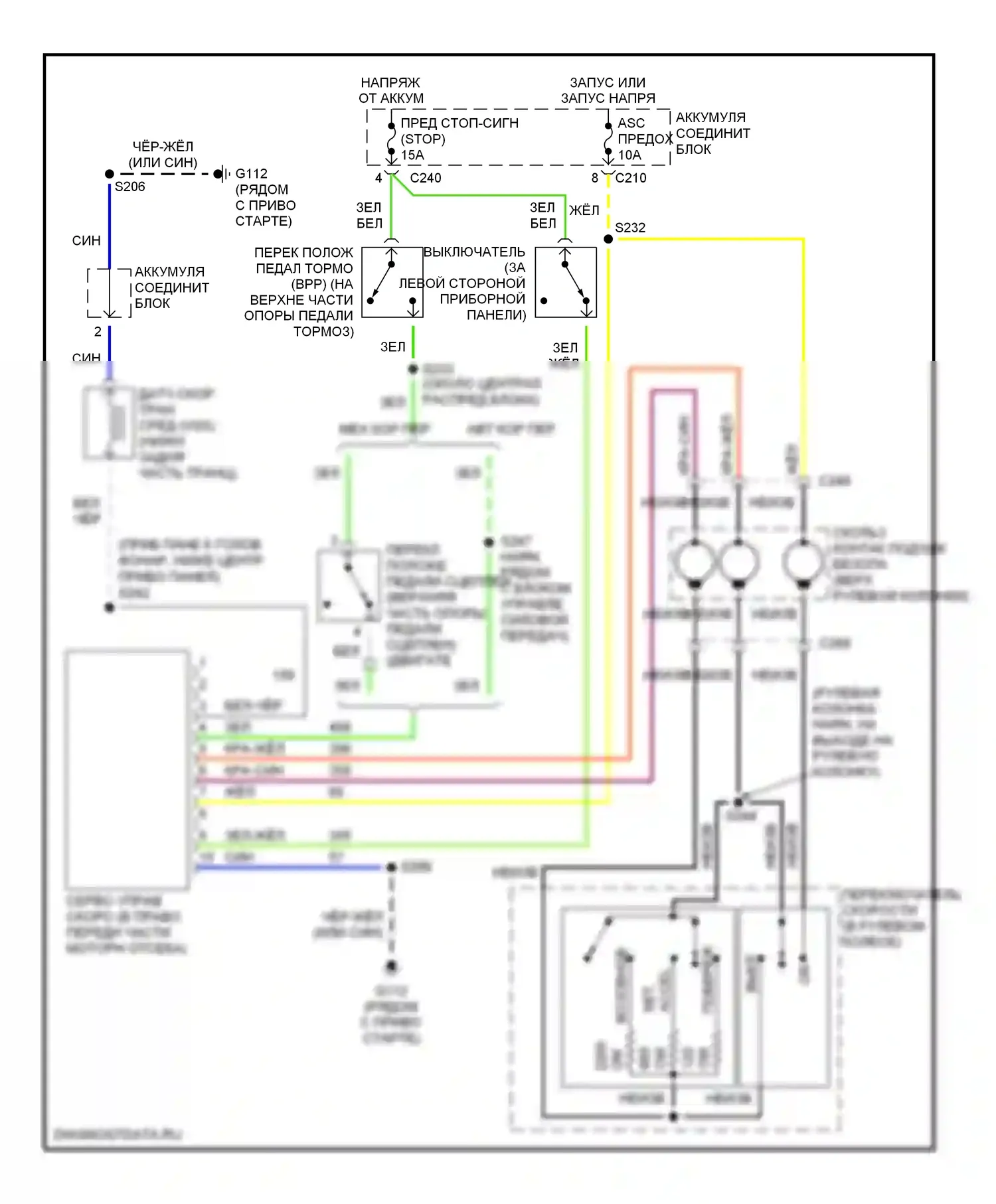 Escort Ford V рестайлинг 2 (1995-2002): Электросхема круиз-контроля 