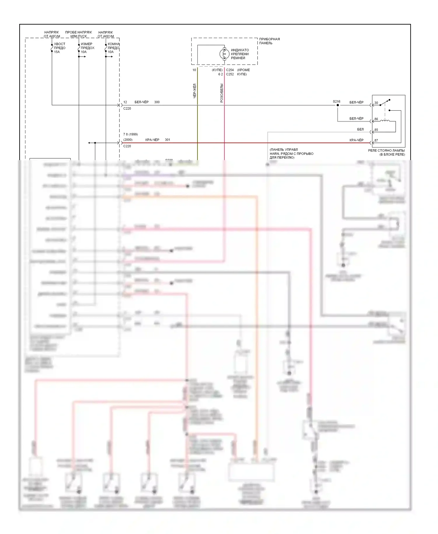 Escort Ford V рестайлинг 2 (1995-2002): Электросхемы системы оповещения 