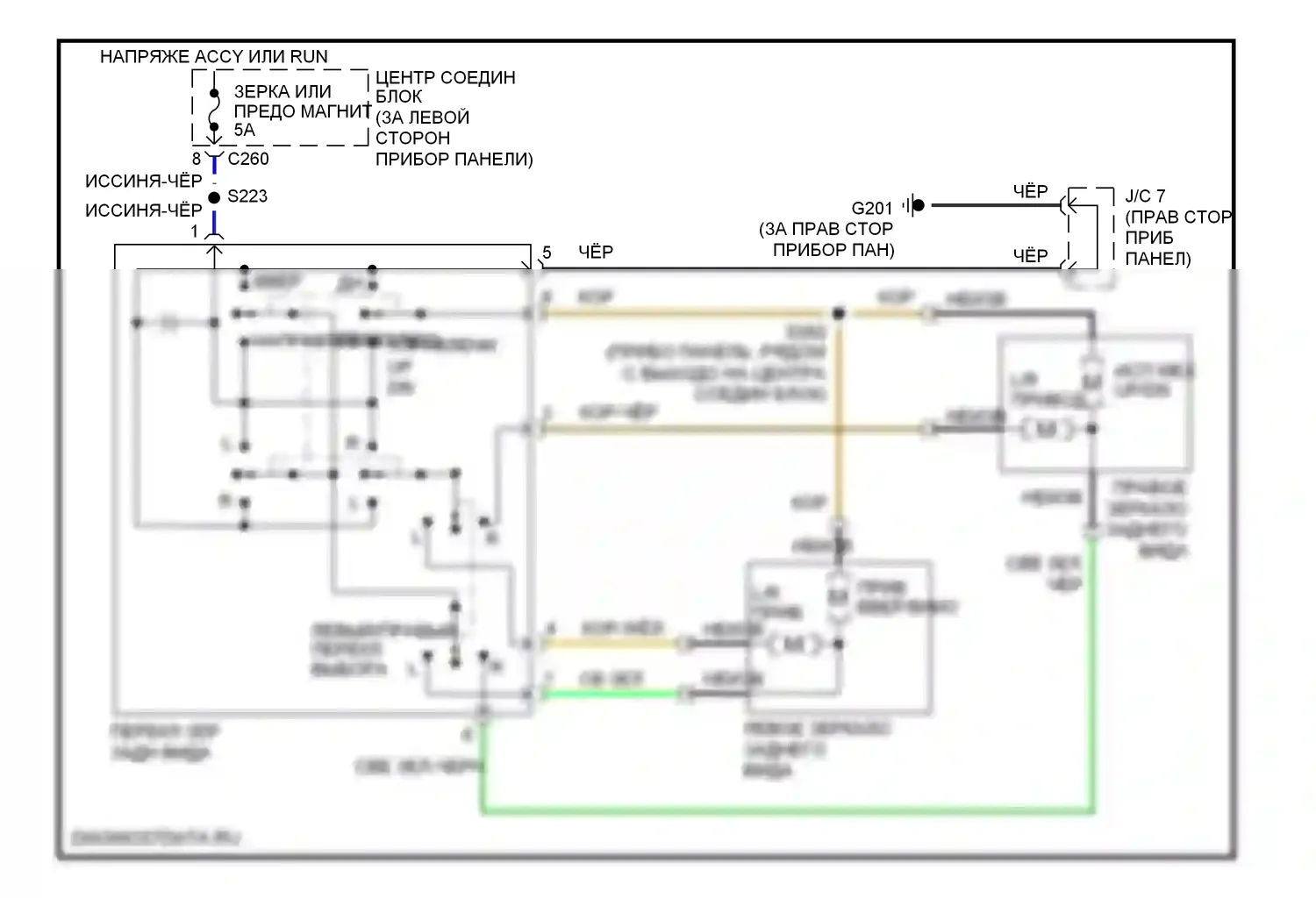 Escort Ford V рестайлинг 2 (1995-2002): Электросхема силового зеркала 