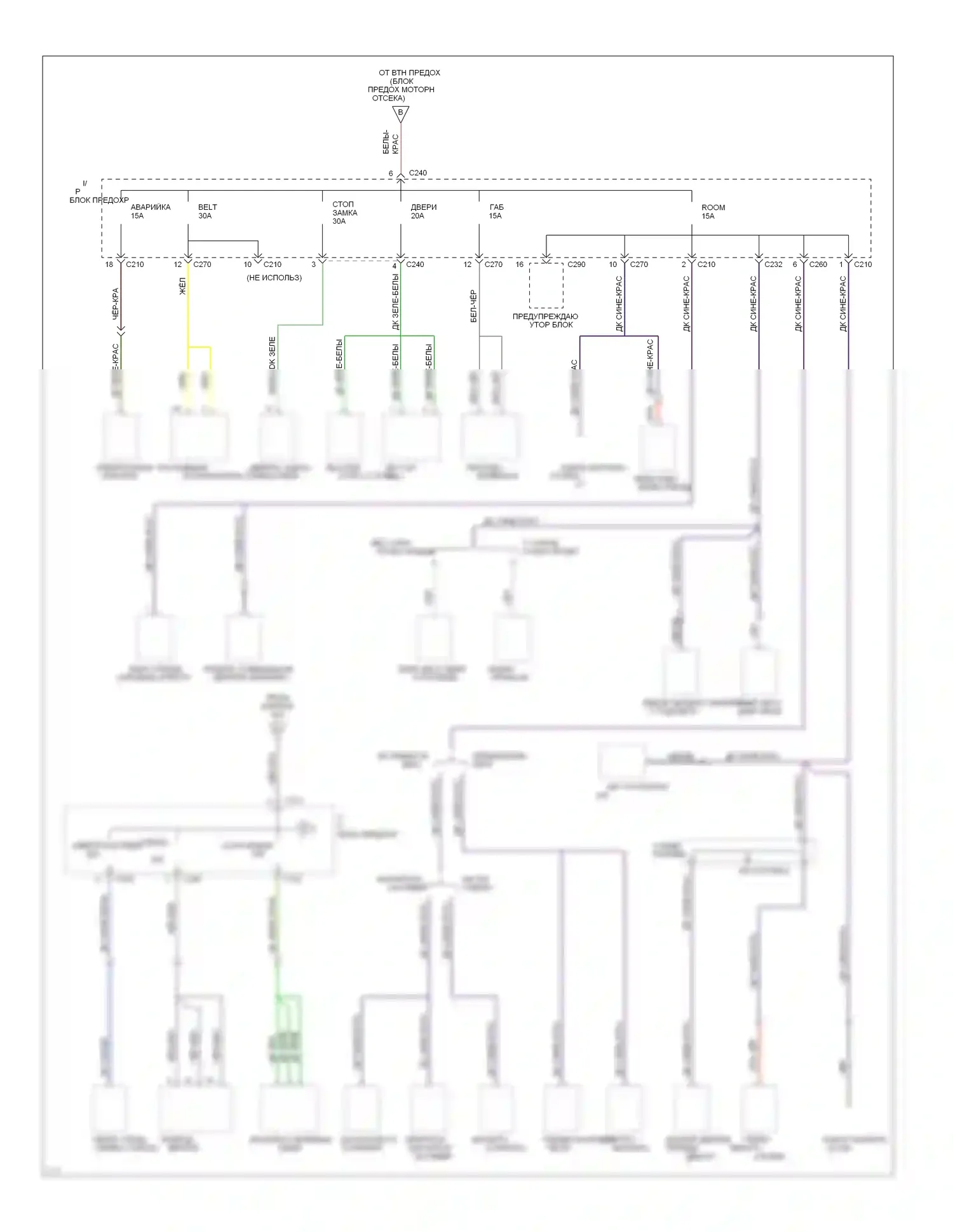 Escort Ford V рестайлинг (1991-1996): Электросхема блока предохранителей реле (3 из 3) 