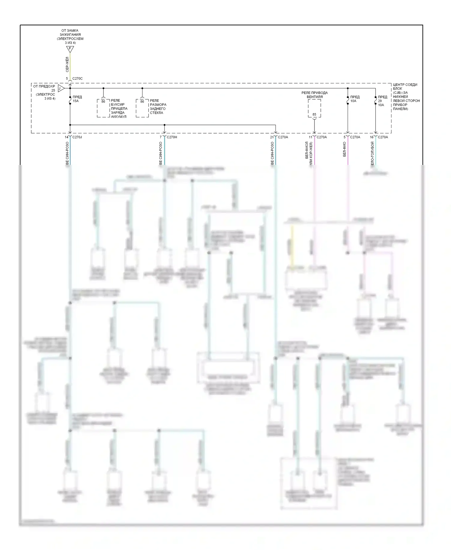 Excursion Ford I (1999-2005): Электросхема блока предохранителей реле (4 из 4) 