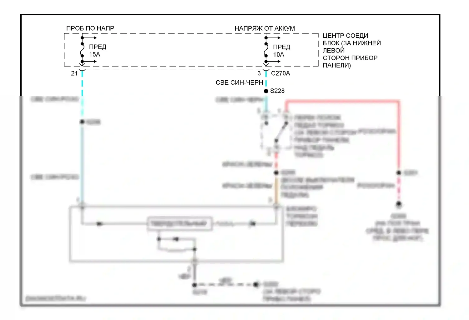 Excursion Ford I (1999-2005): Электросхема блокировки селектора 