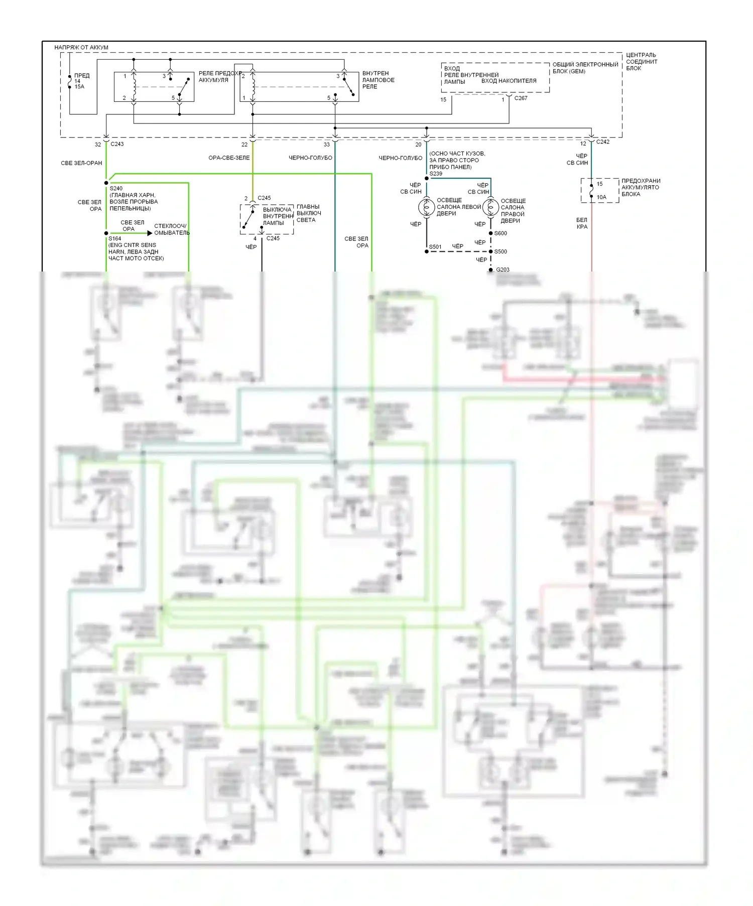 Expedition Ford I (1996-2002): Электросхема освещения салона 