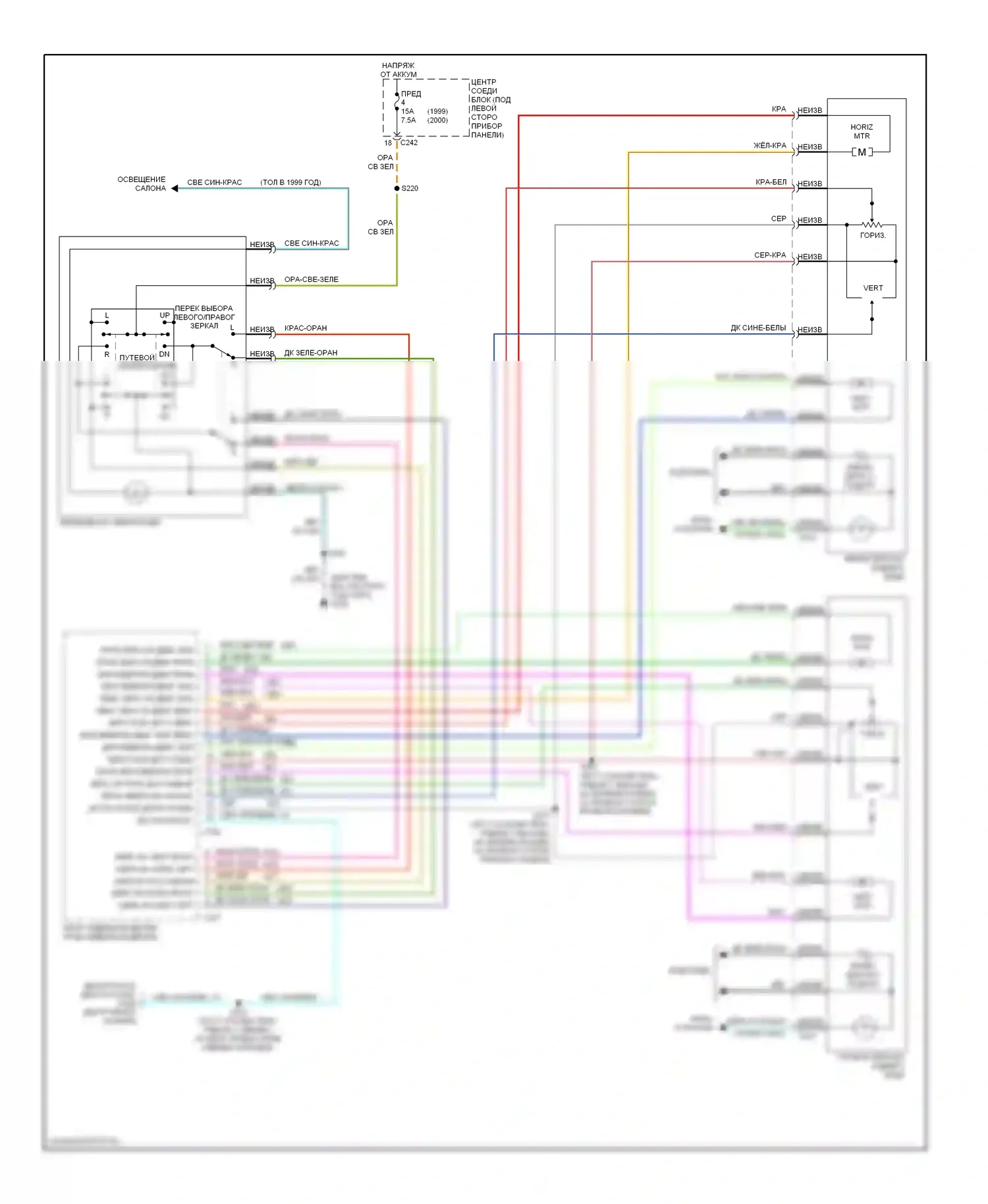 Expedition Ford I (1996-2002): Электросхема зеркал памяти 