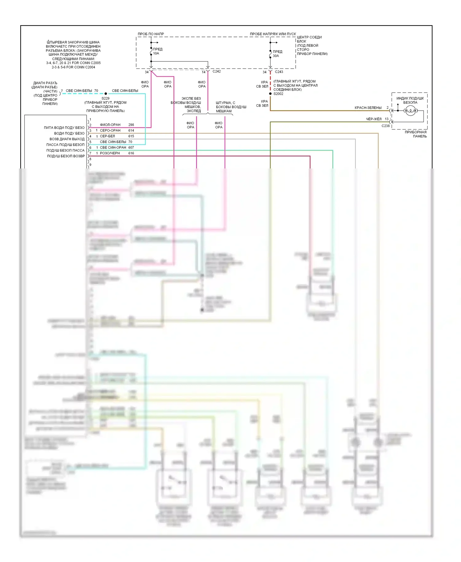 Expedition Ford I (1996-2002): Электросхема подушек безопасности 