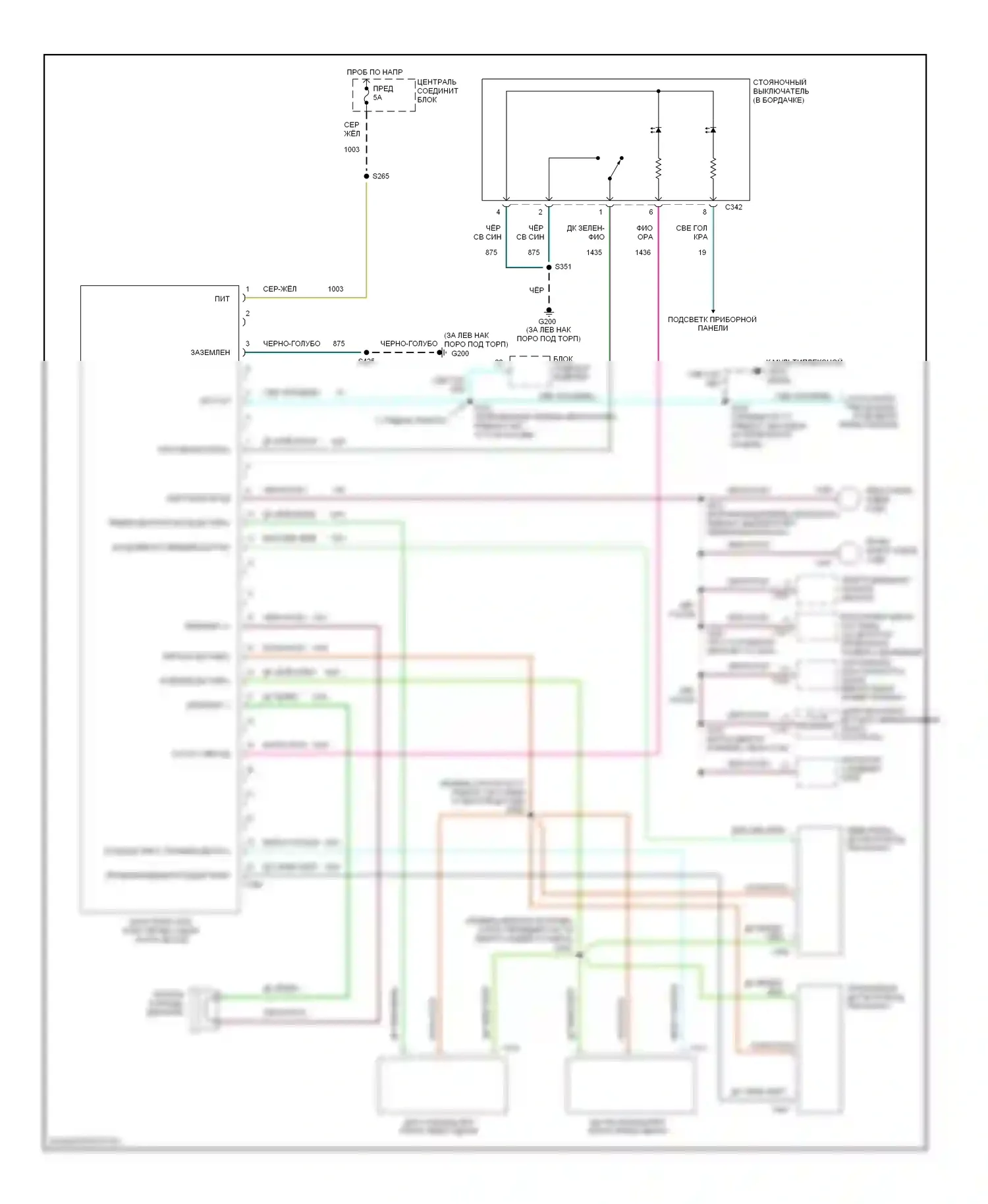 Expedition Ford I (1996-2002): Электросхема парктроника 