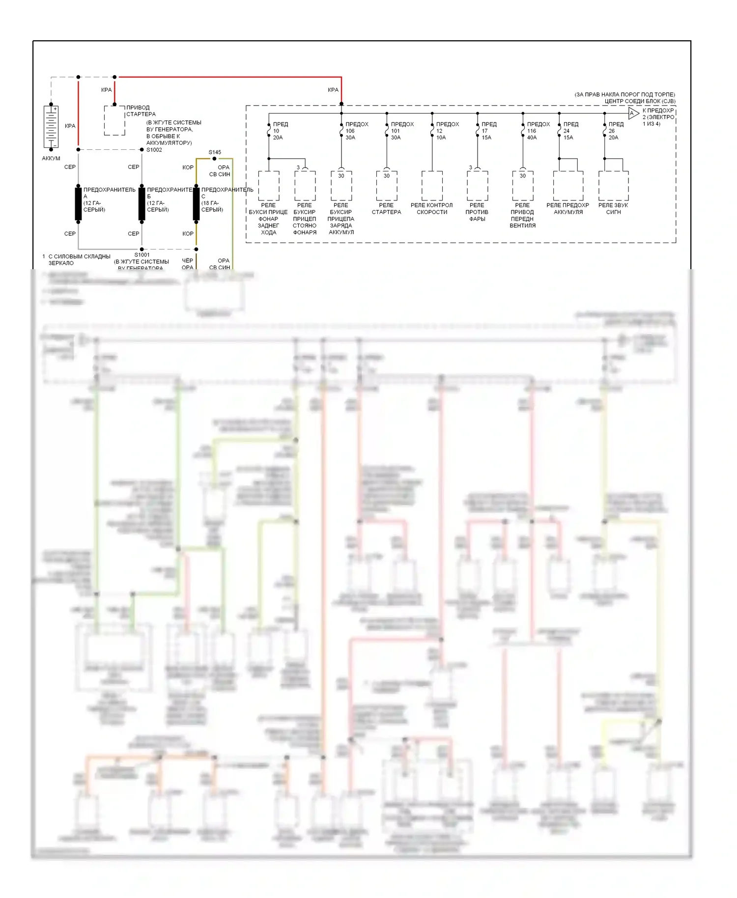 Expedition Ford II (2002-2006): Электросхема блока предохранителей реле (1 из 4) 