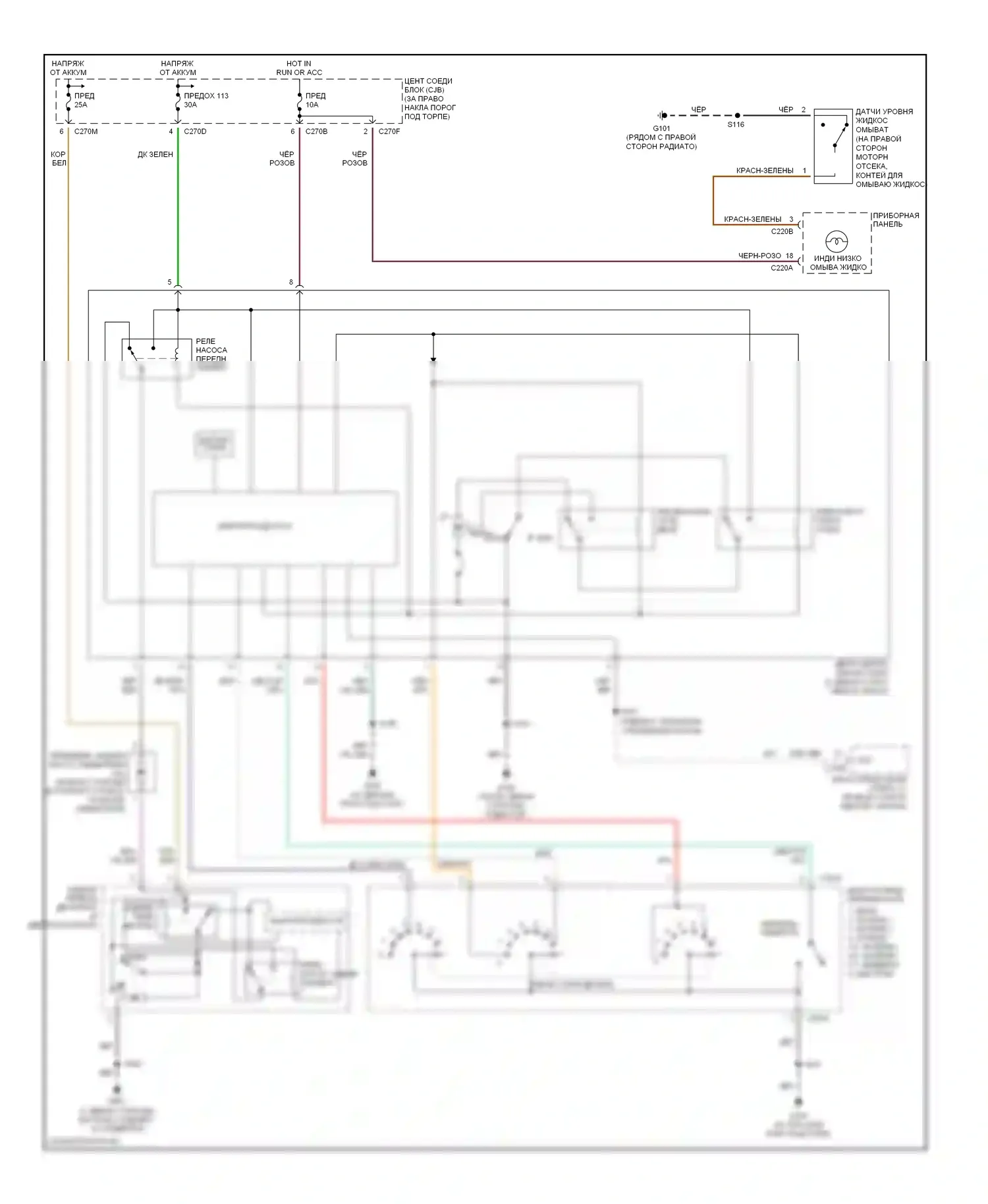 Expedition Ford II (2002-2006): Электросхема передних дворников и омывателей 