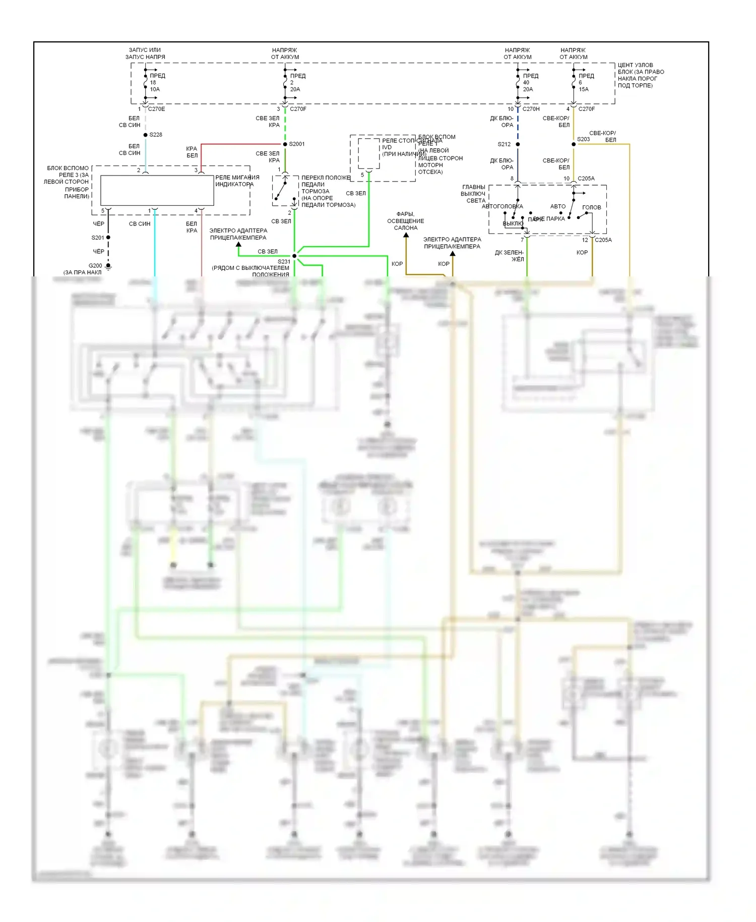 Expedition Ford II (2002-2006): Электросхема фар и фонарей 
