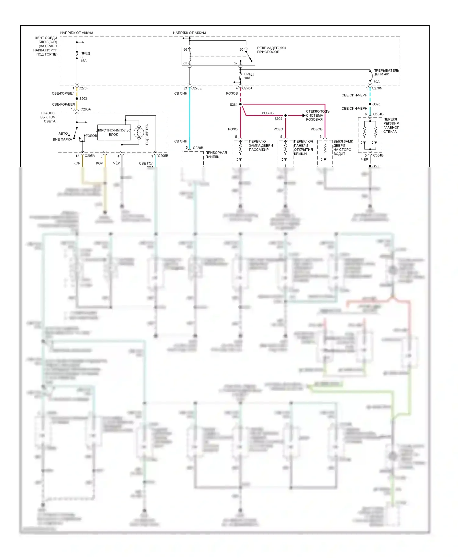 Expedition Ford II (2002-2006): Электросхема подсветки приборной панели 