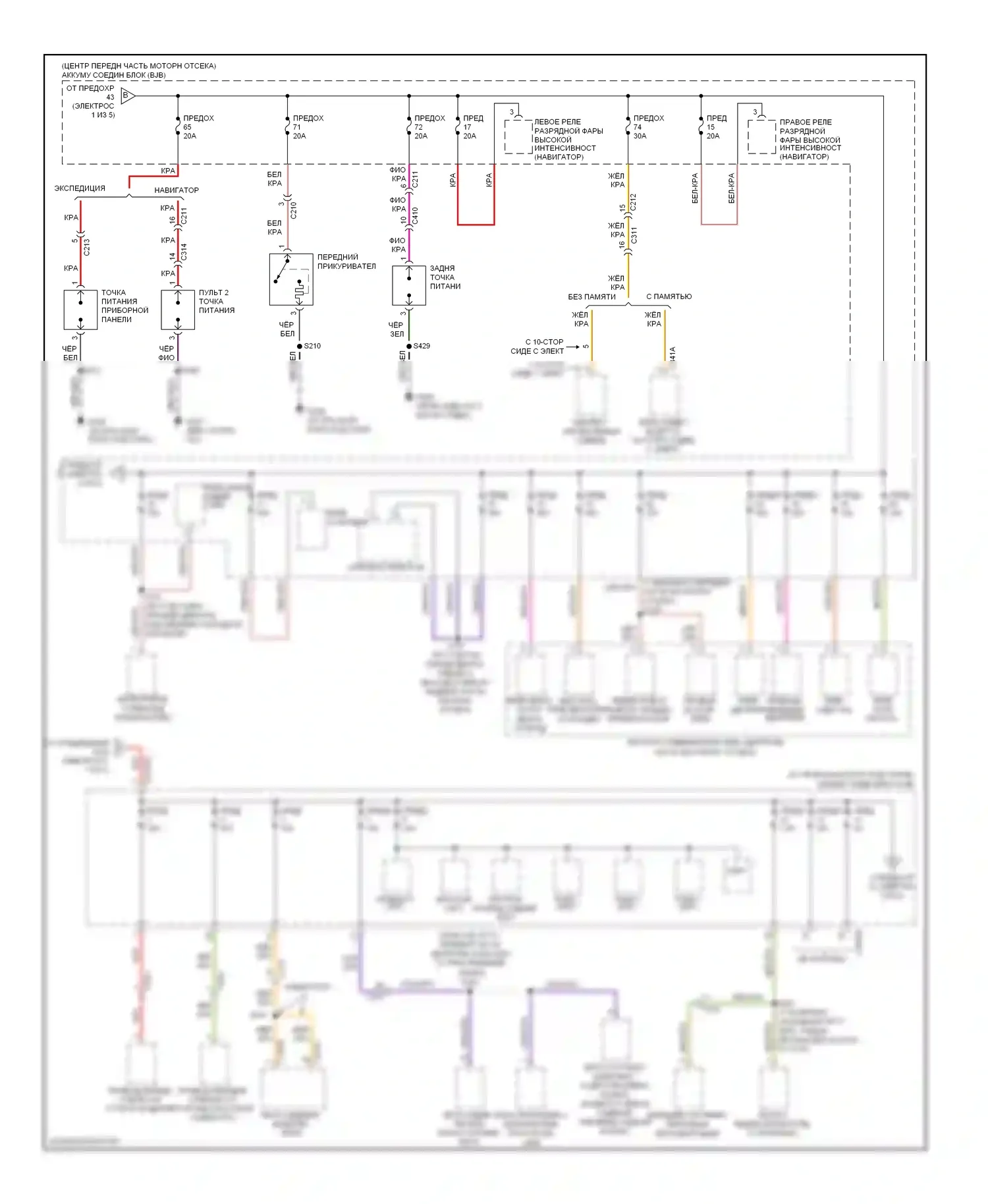 Expedition Ford III (2006-2014): Электросхема блока предохранителей реле (2 из 5) 