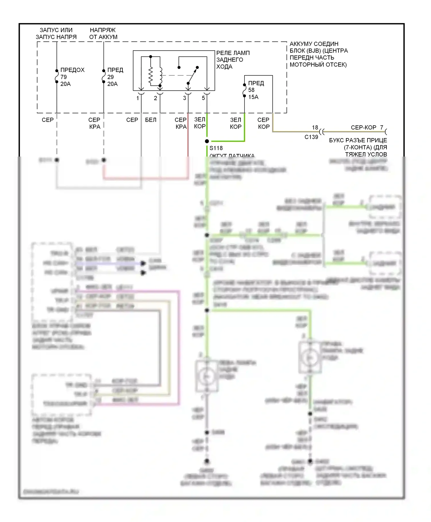 Expedition Ford III (2006-2014): Электросхема фонарей заднего хода 