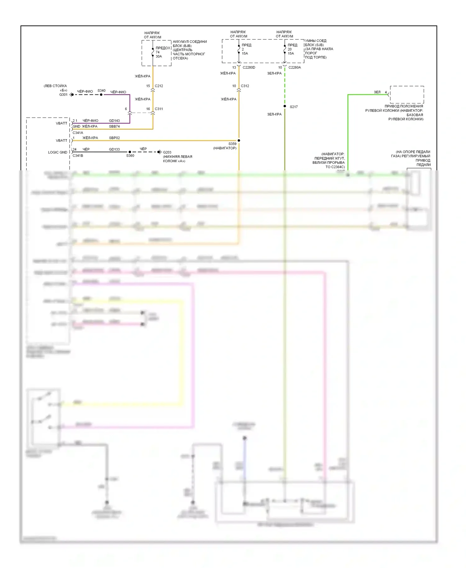 Expedition Ford III (2006-2014): Электросхема регулируемой педали 