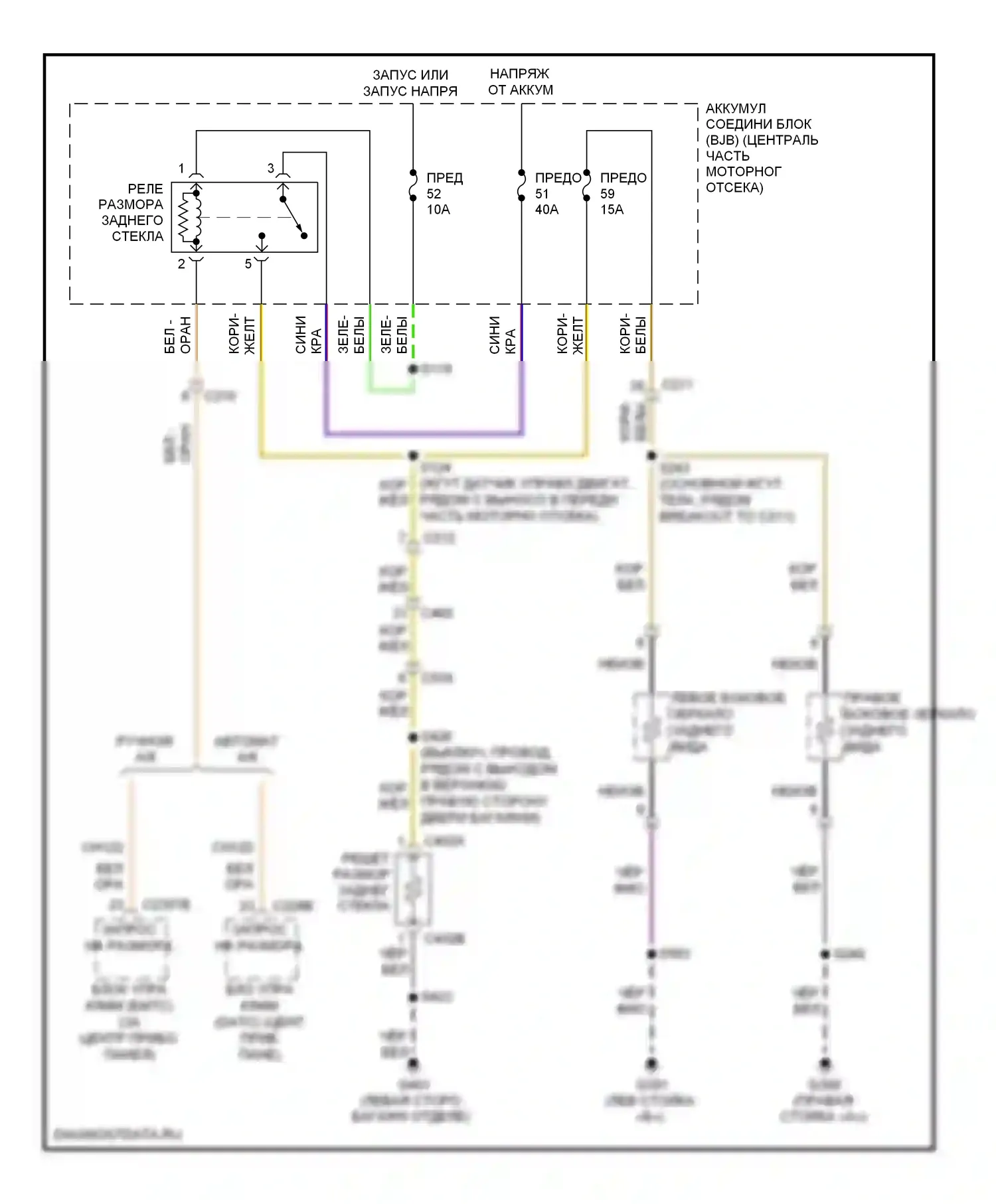 Expedition Ford III (2006-2014): Электросхема подогрева стекол 