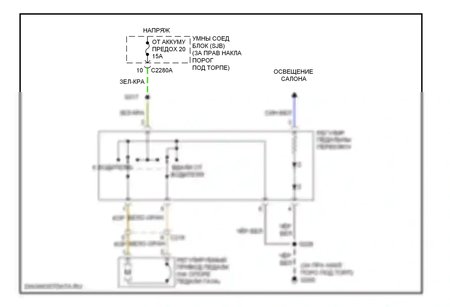Expedition Ford III (2006-2014): Электросхема регулируемой педали 