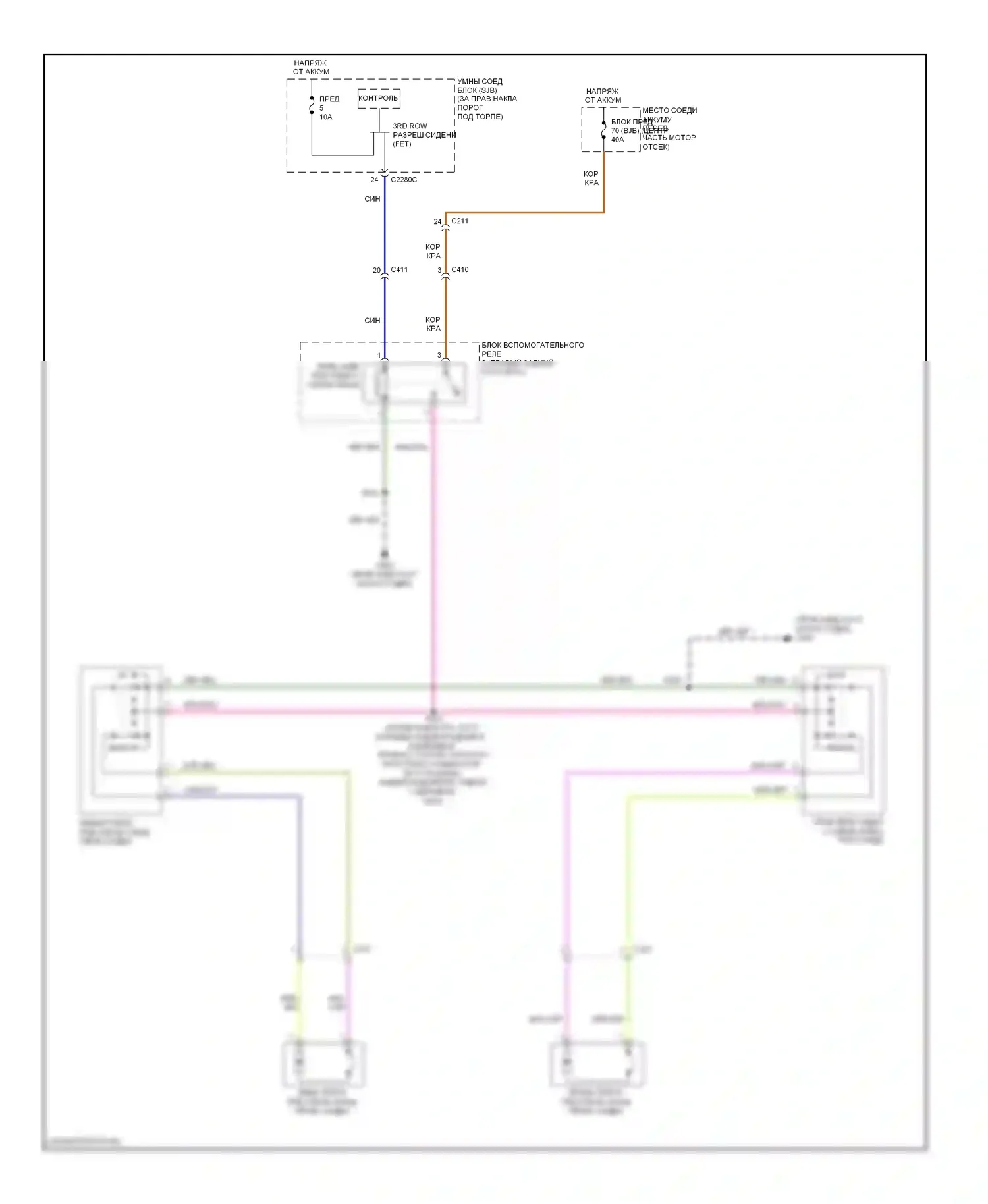 Expedition Ford III (2006-2014): Электросхема складного сиденья третьего ряда 