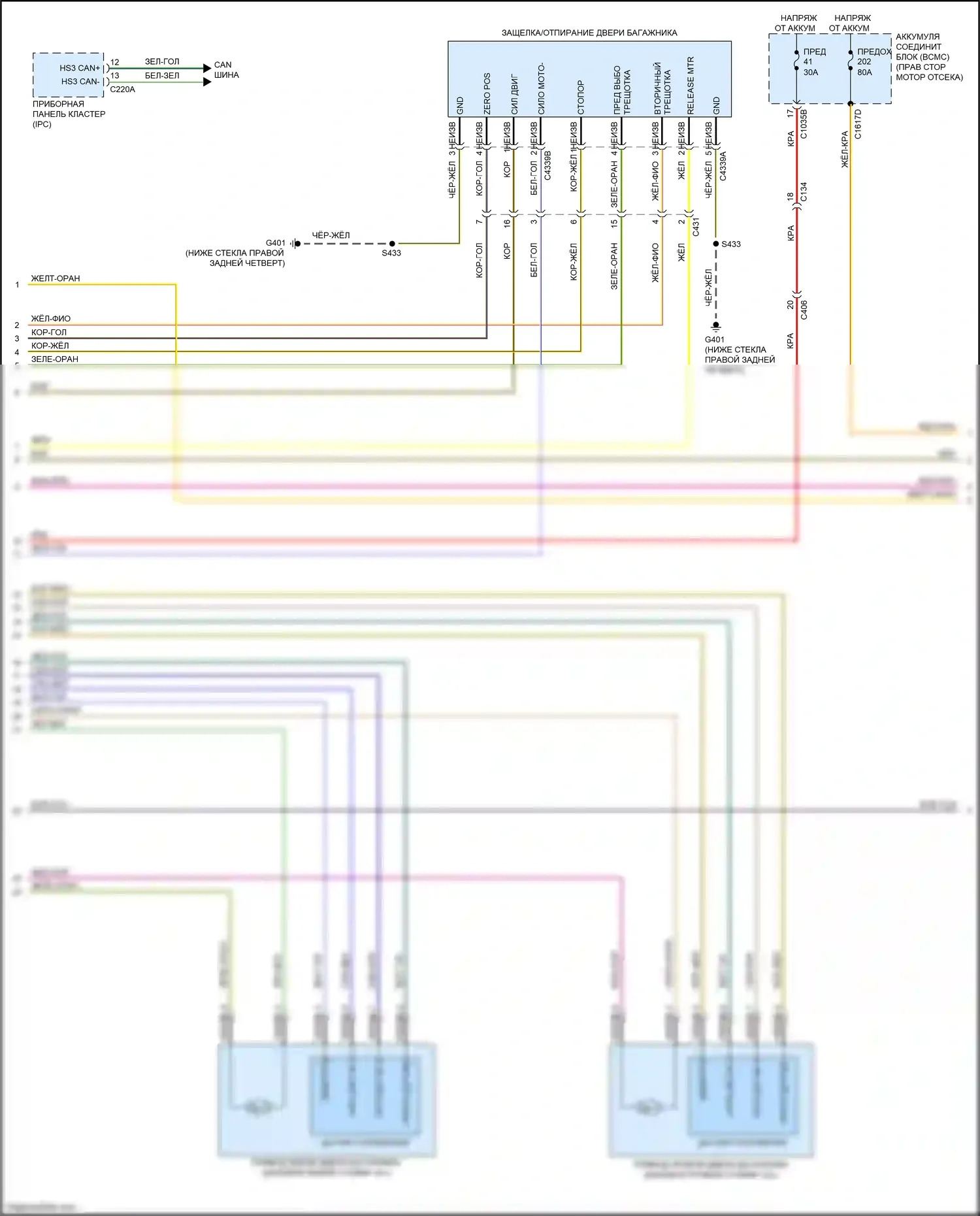 Expedition Ford IV рестайлинг (2022-2024): Электросхема дверей силового багажника (2 из 3) 