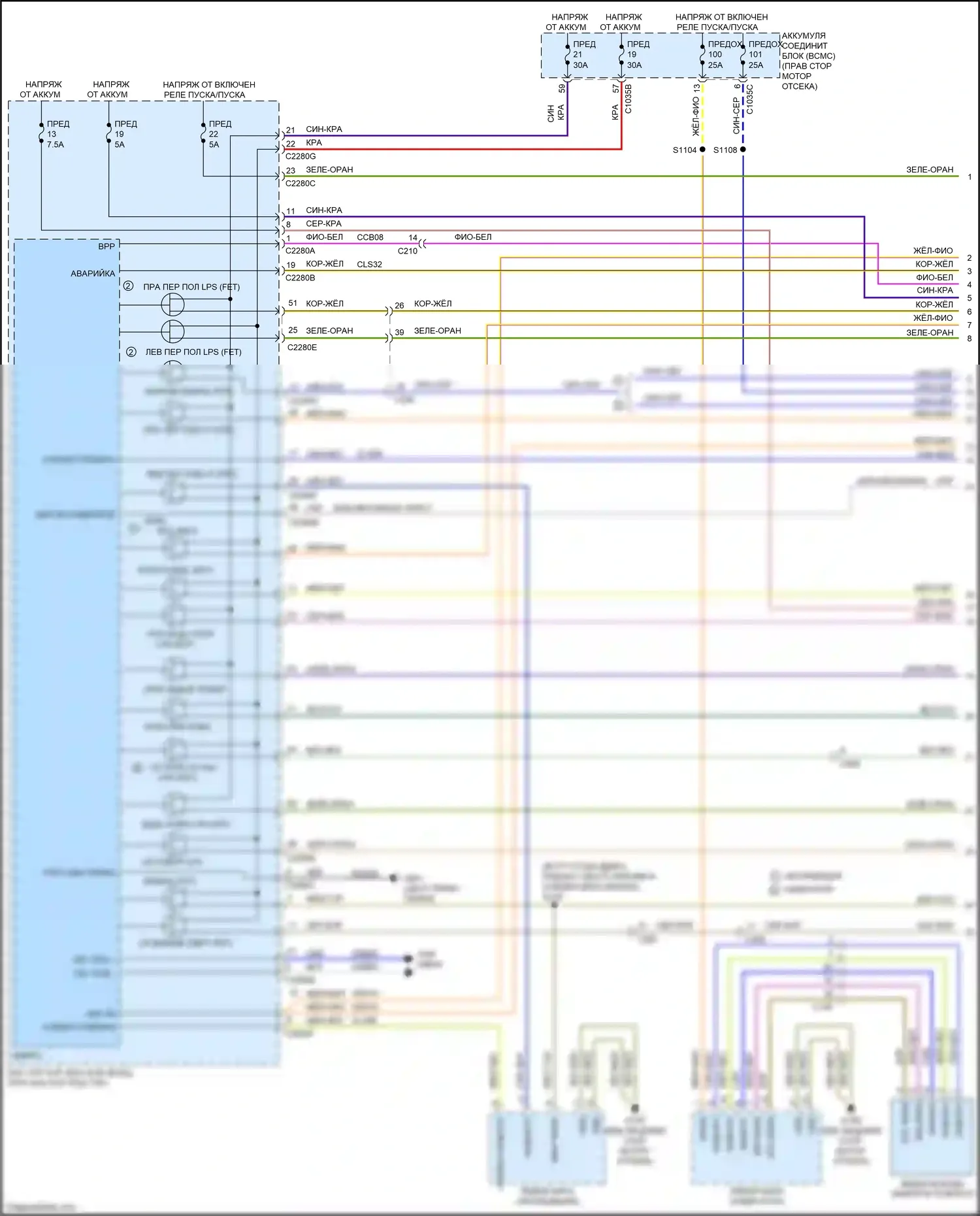 Expedition Ford IV рестайлинг (2022-2024): Электросхема фар и фонарей (1 из 3) 
