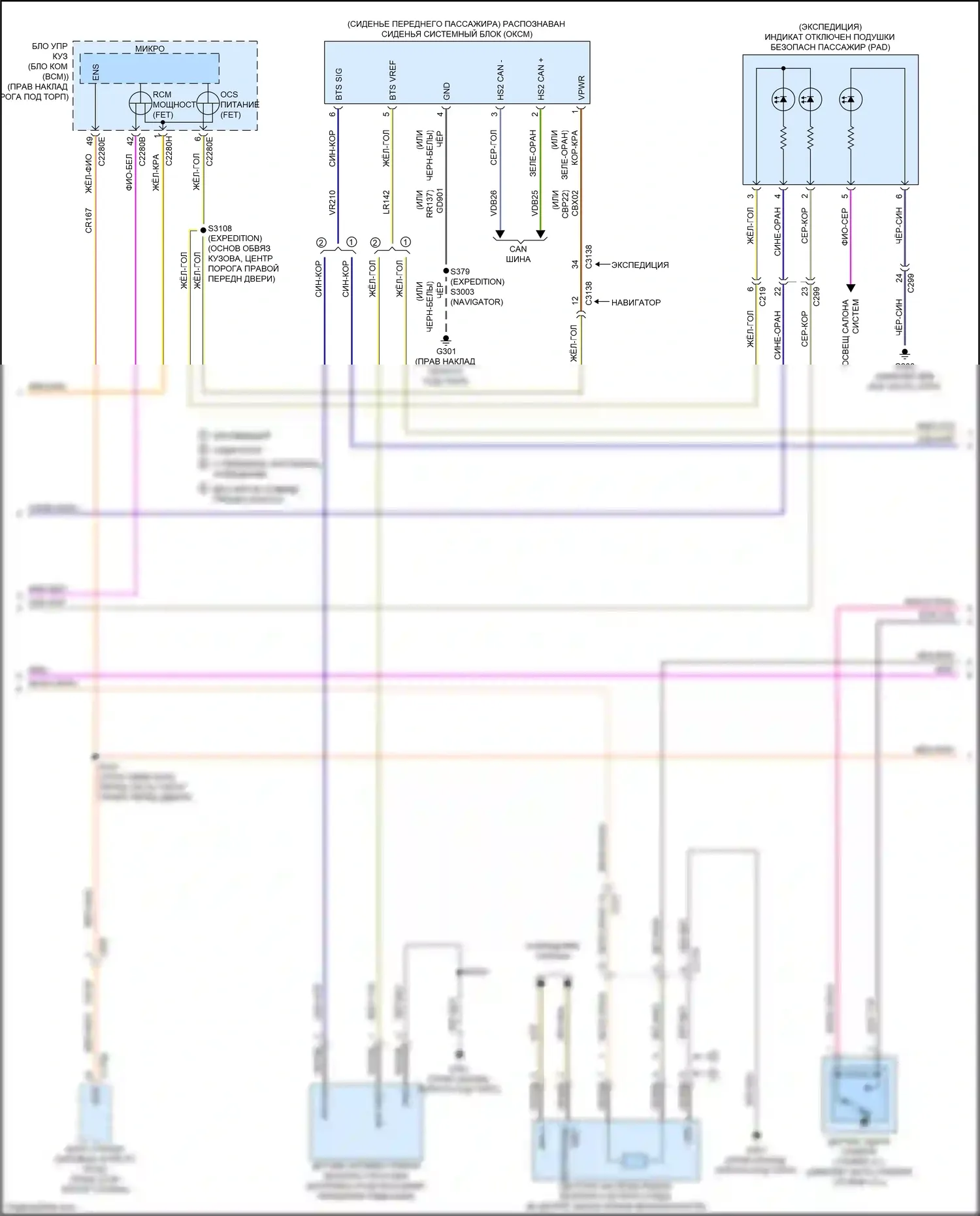 Expedition Ford IV рестайлинг (2022-2024): Электросхема подушек безопасности (2 из 5) 
