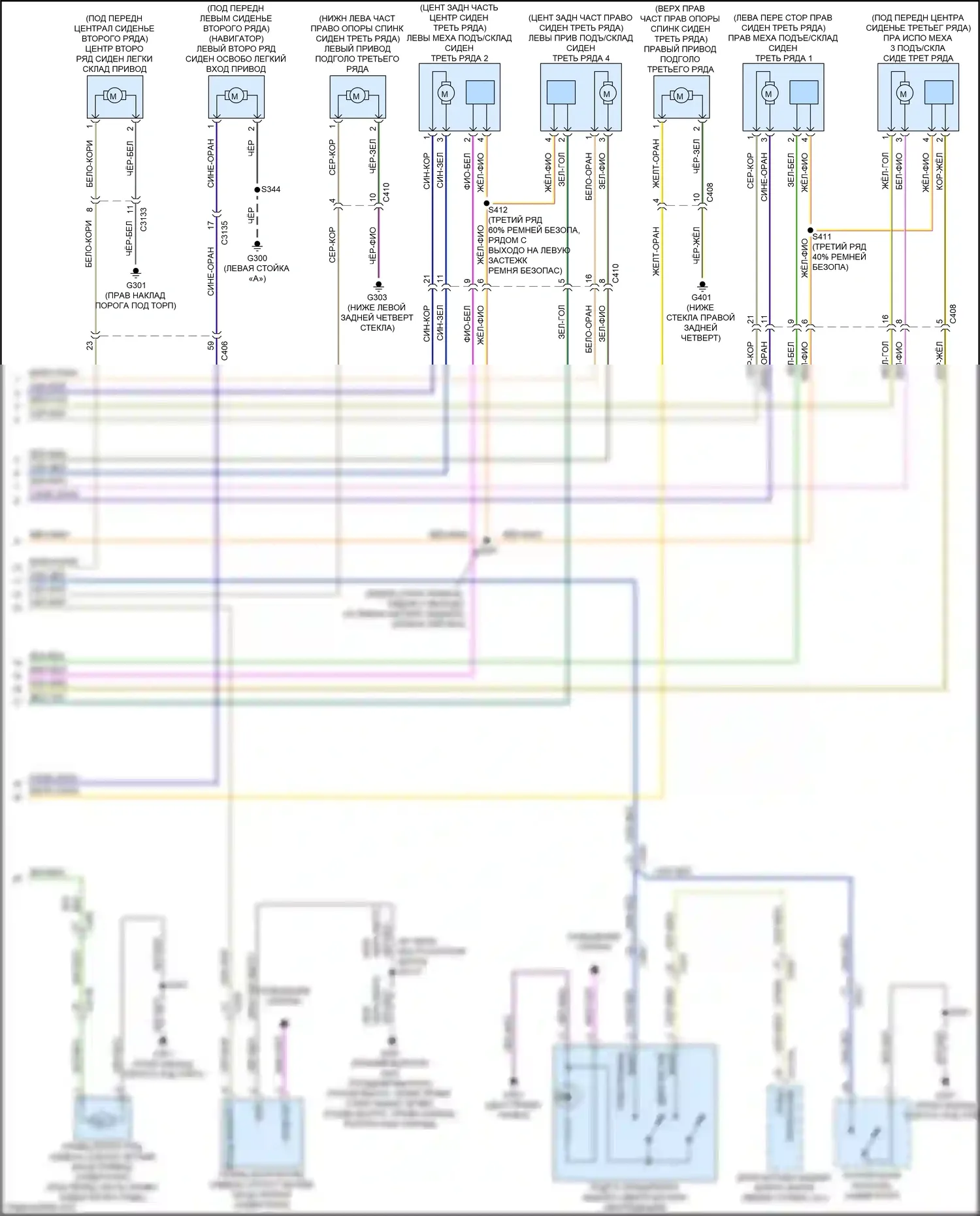 Expedition Ford IV рестайлинг (2022-2024): Электросхема силовых складных сидений (2 из 2) 