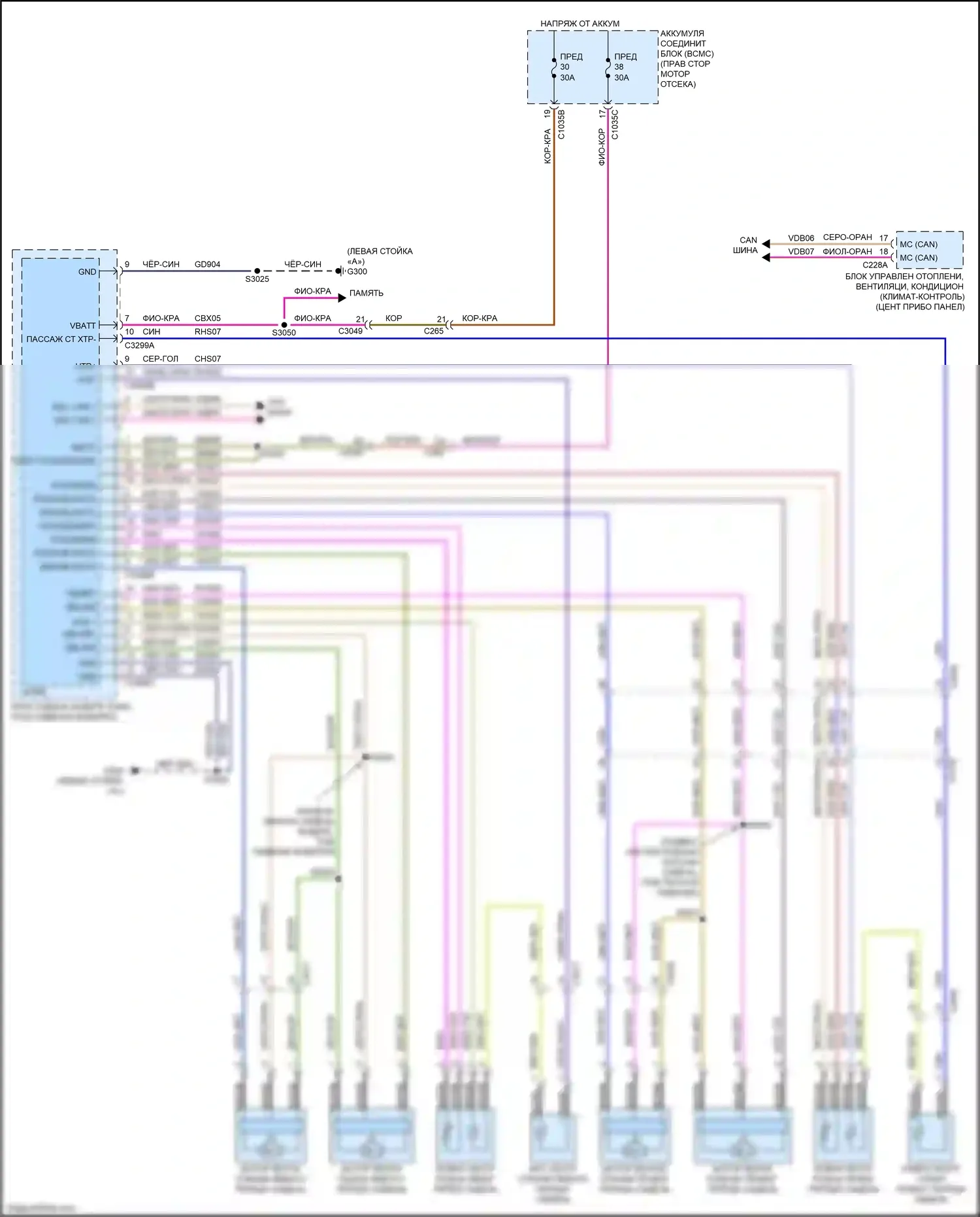 Expedition Ford IV рестайлинг (2022-2024): Передняя электросхема сидений климат-контроля 