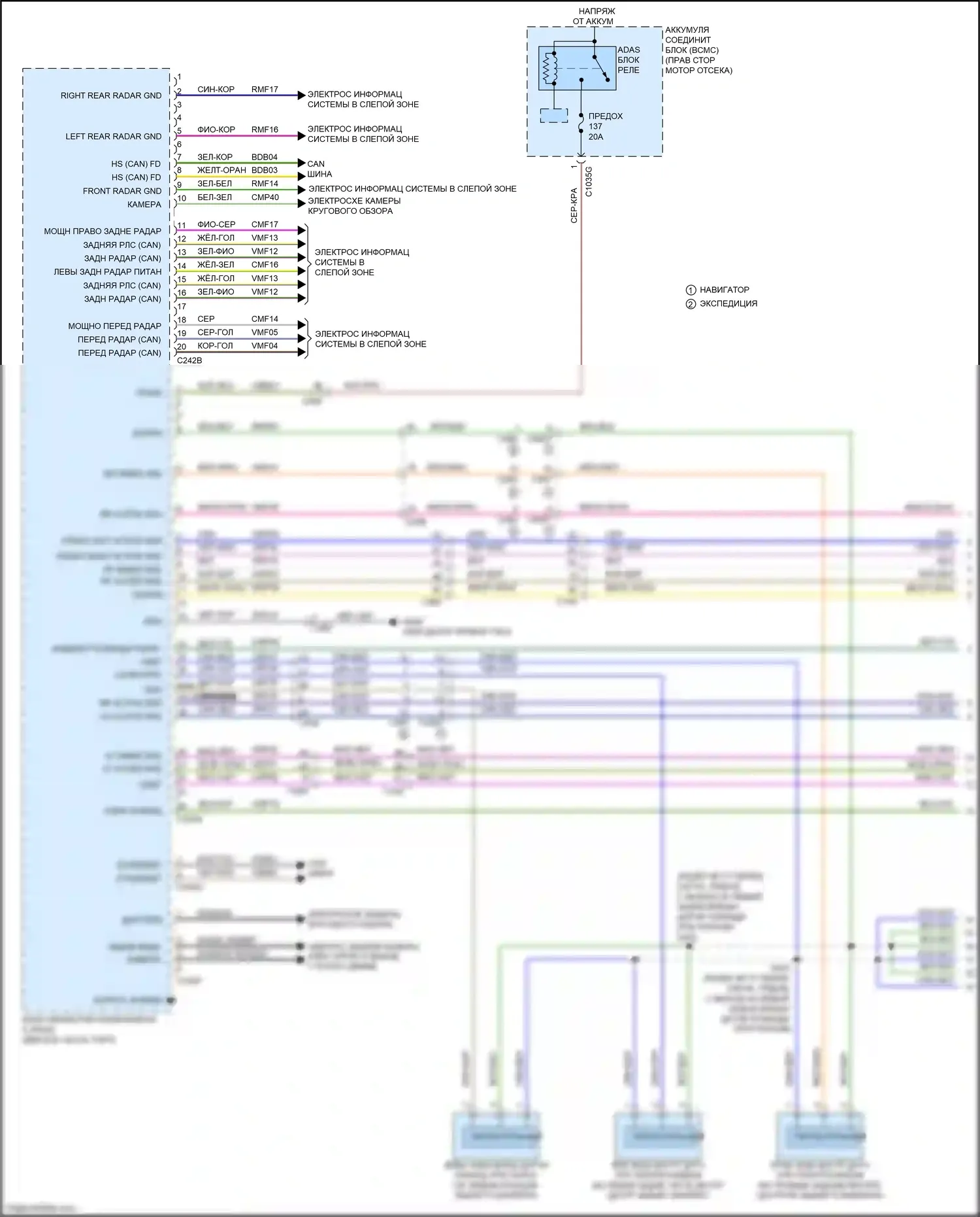 Expedition Ford IV рестайлинг (2022-2024): Электросхема парктроника (1 из 3) 