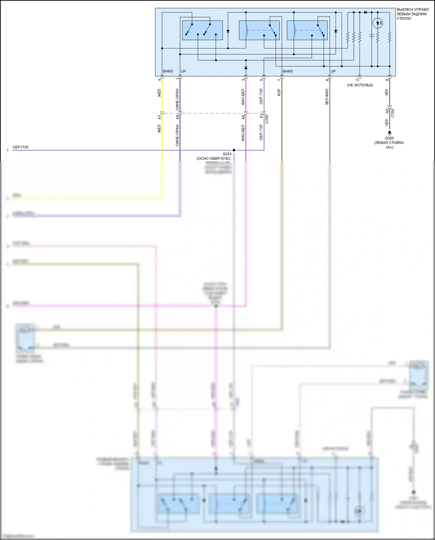 Expedition Ford IV рестайлинг (2022-2024): Электросхема стеклоподъемников, без автоматического включения/выключения заднего стеклоподъемника (3 из 3) 