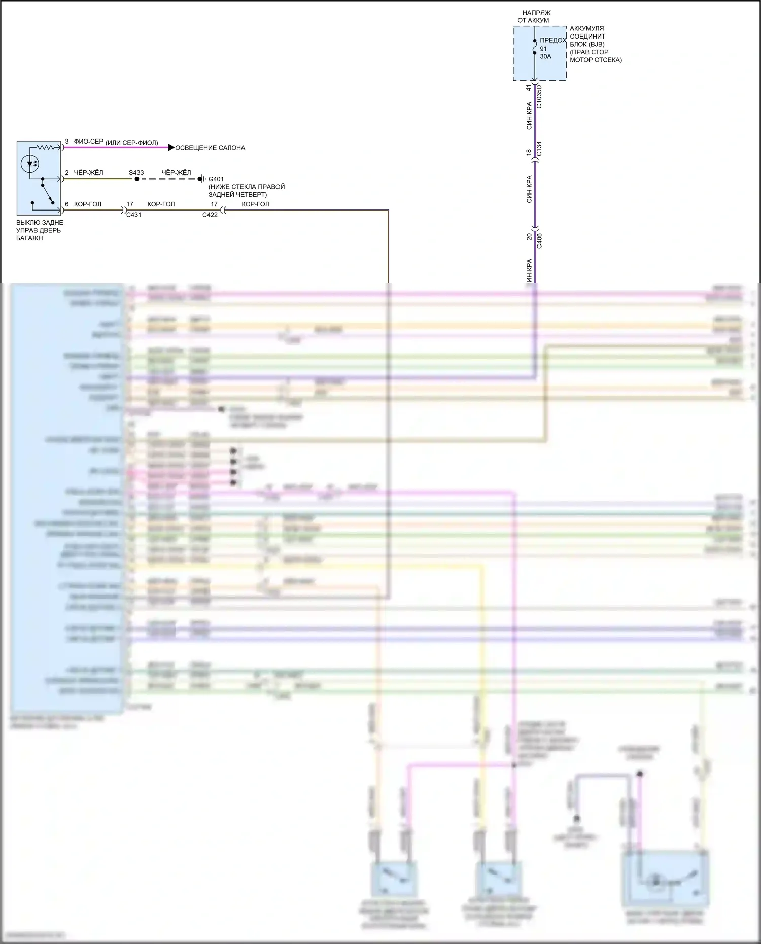 Expedition Ford IV (2017-2022): Электросхема дверей силового багажника (1 из 3) 