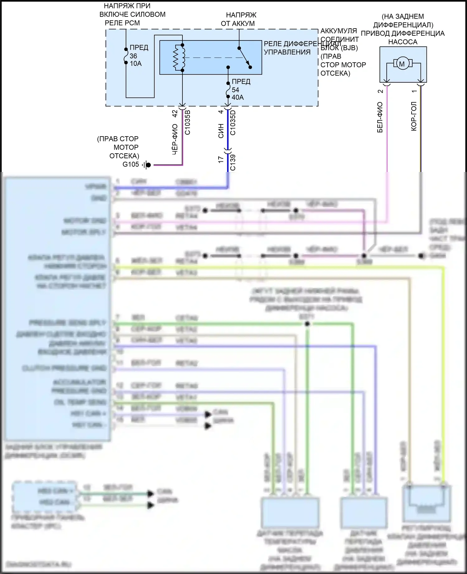Expedition Ford IV (2017-2022): Электросхема блокировки заднего дифференциала 
