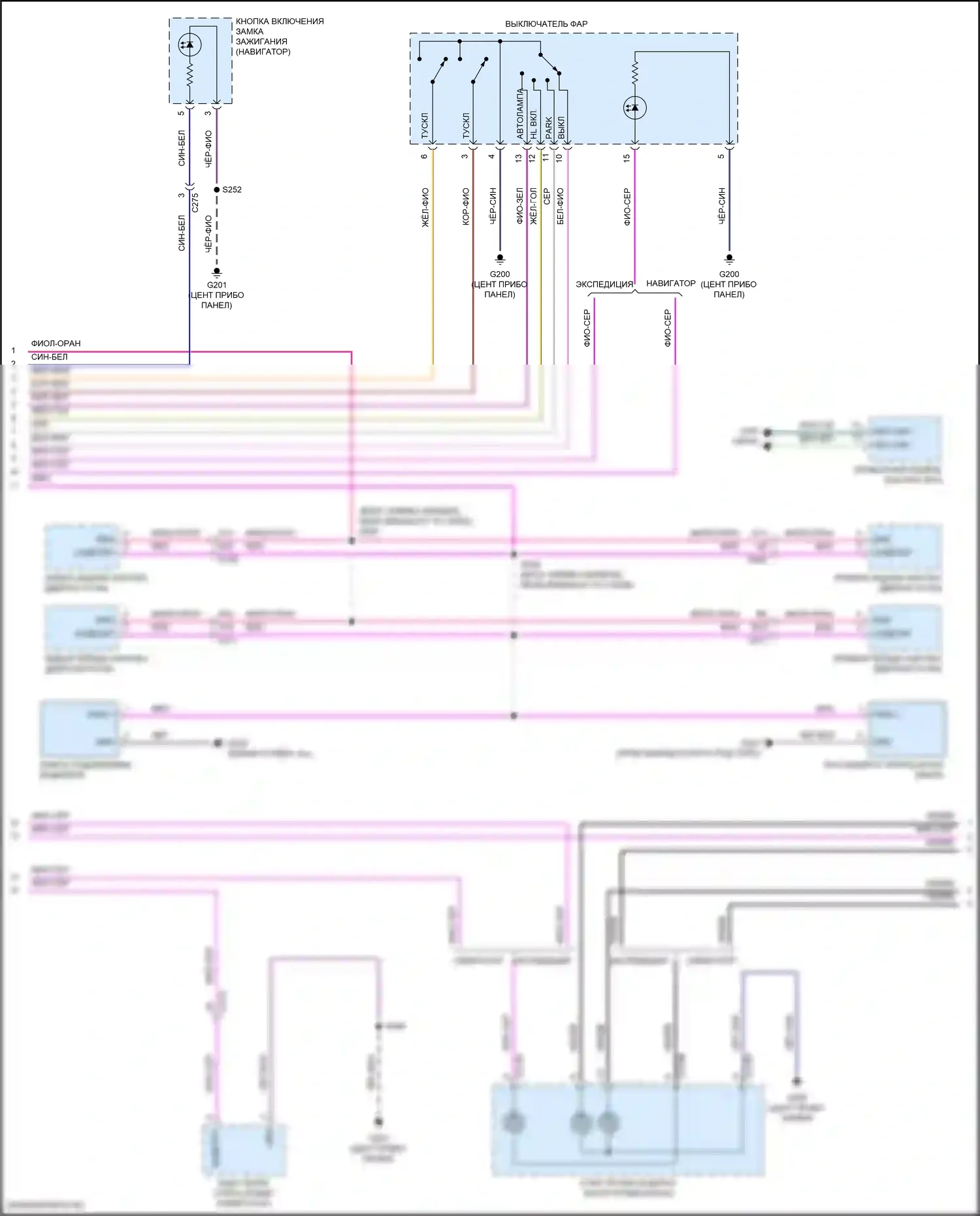 Expedition Ford IV (2017-2022): Электросхема подсветки приборной панели (2 из 3) 