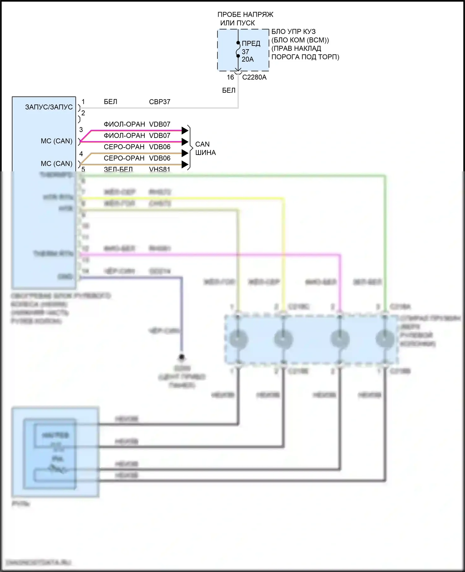Expedition Ford IV (2017-2022): Электросхема рулевого колеса с подогревом 