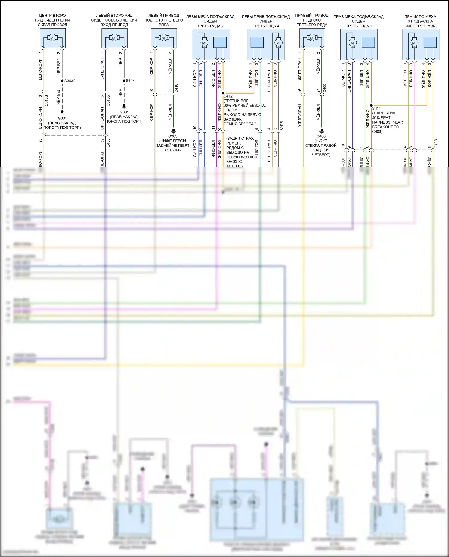 Expedition Ford IV (2017-2022): Электросхема силовых складных сидений (2 из 2) 
