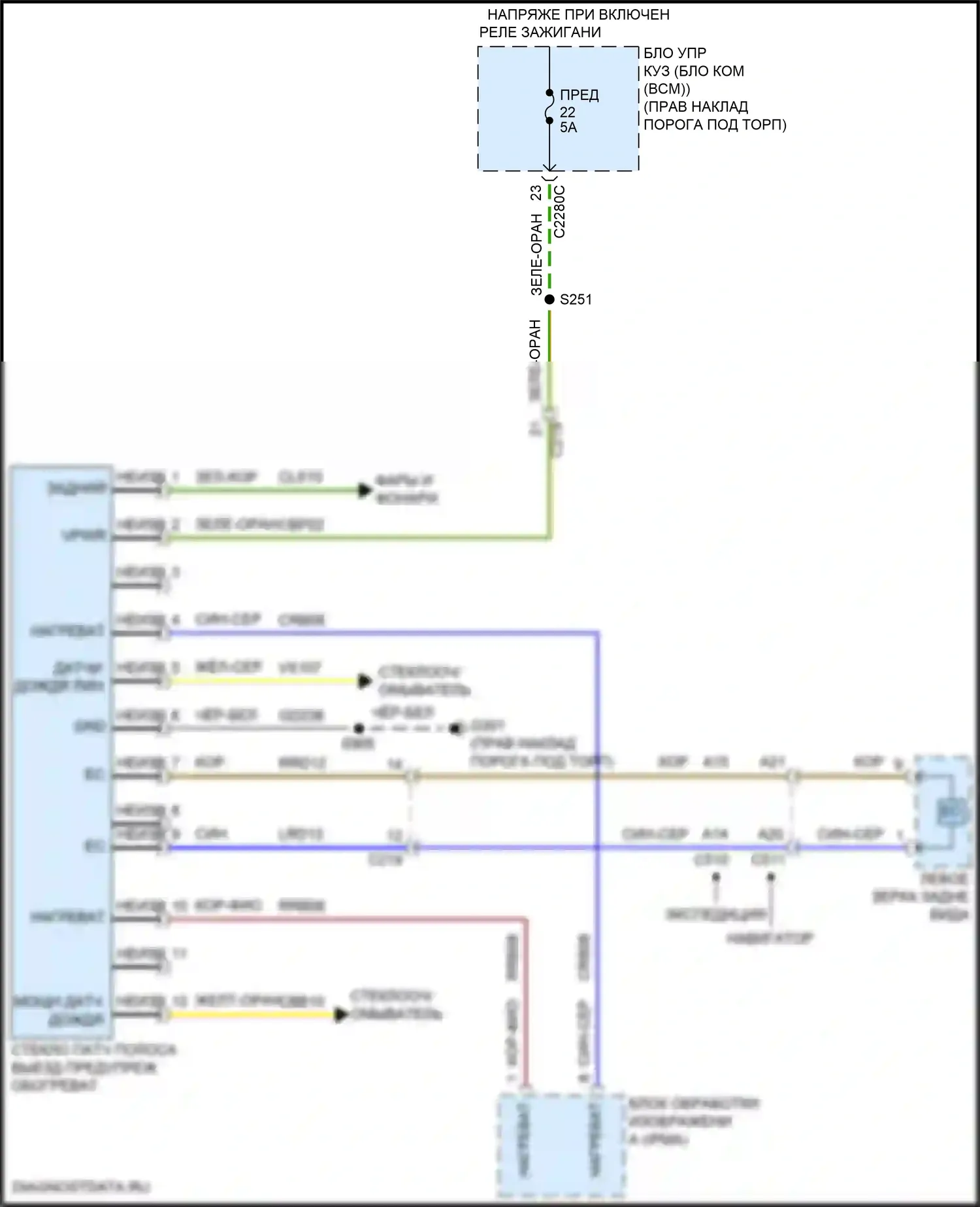 Expedition Ford IV (2017-2022): Электросхема сигнализации о выезде с полосы движения 
