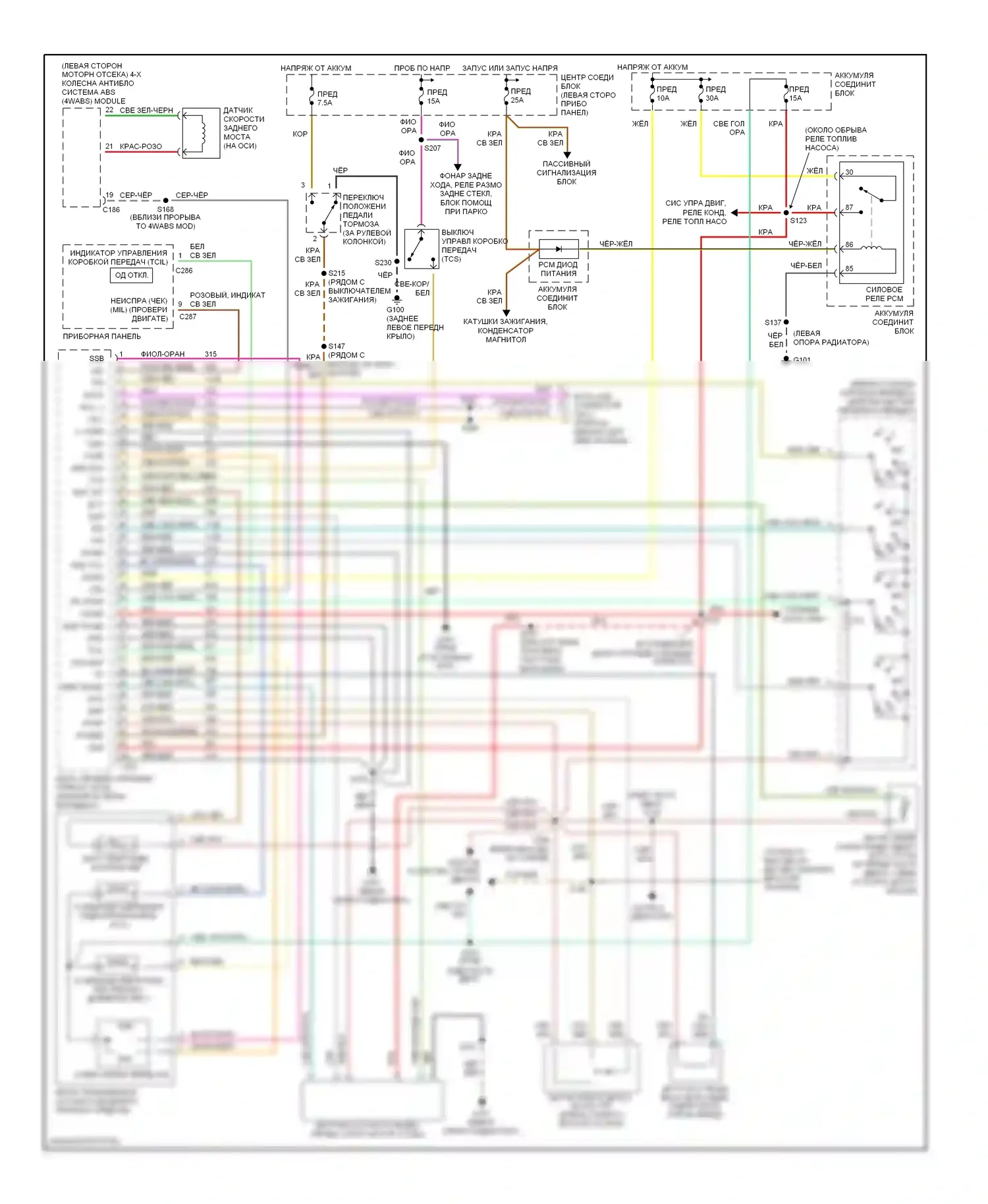 Explorer Ford II (1994-2003): 5.0л, электросхема автоматической коробки передач, 4r70w 