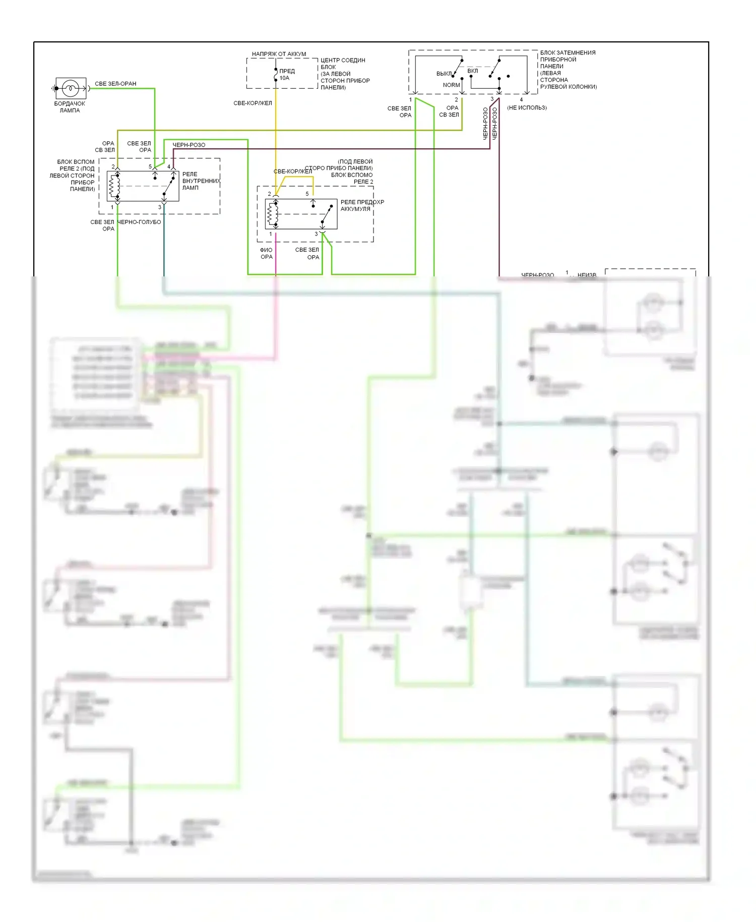 Explorer Ford II (1994-2003): Электросхема освещения салона, поздний выпуск 