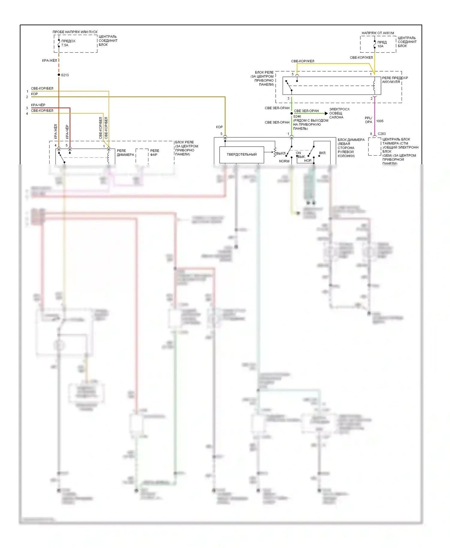 Explorer Ford II (1994-2003): Электросхема подсветки приборной панели (2 из 2) 