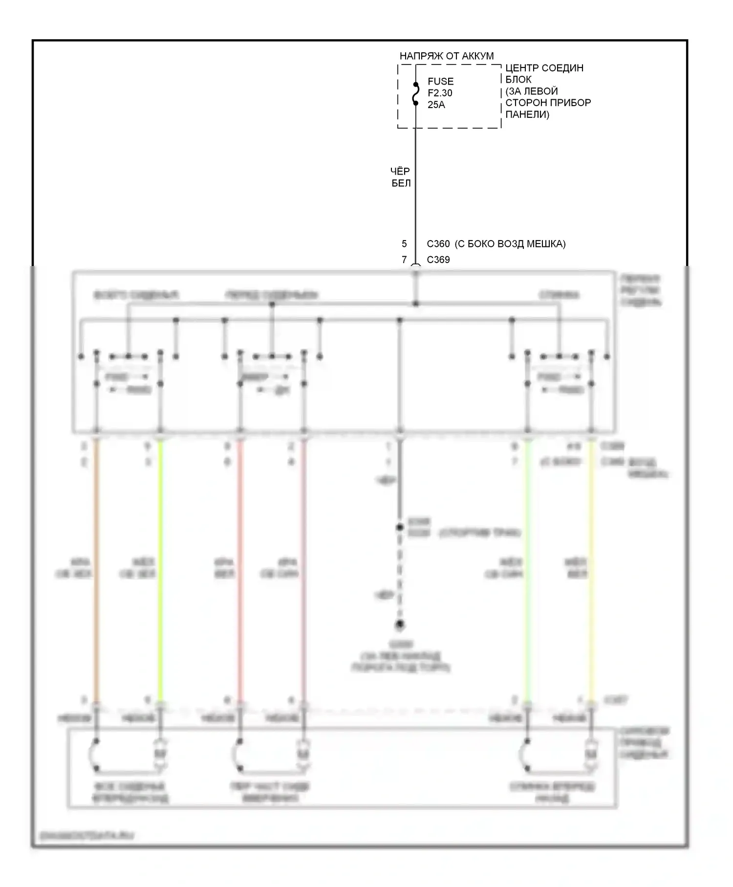 Explorer Ford II (1994-2003): Электросхема силового сиденья 