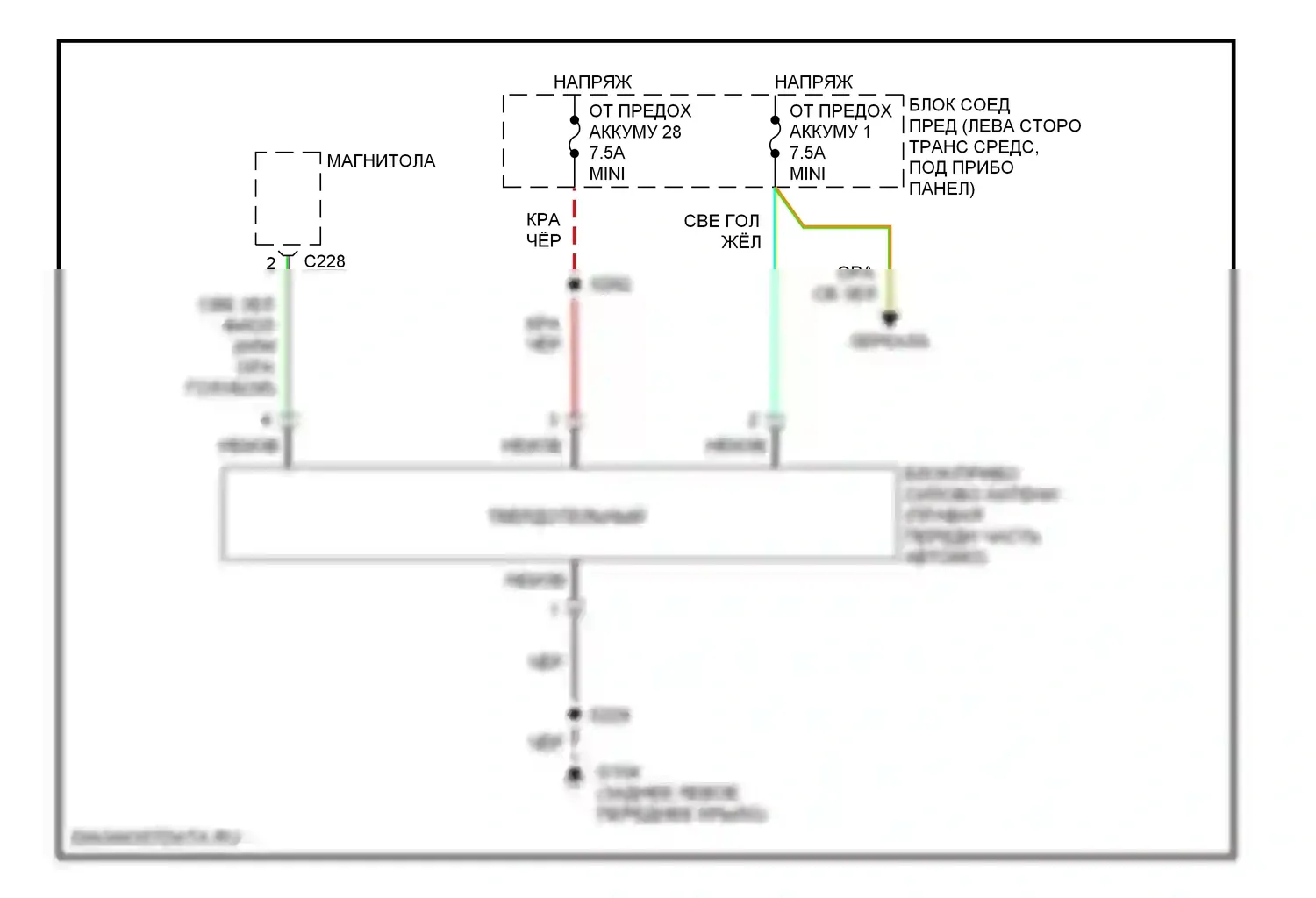 Explorer Ford II (1994-2003): Электросхема силовой антенны 