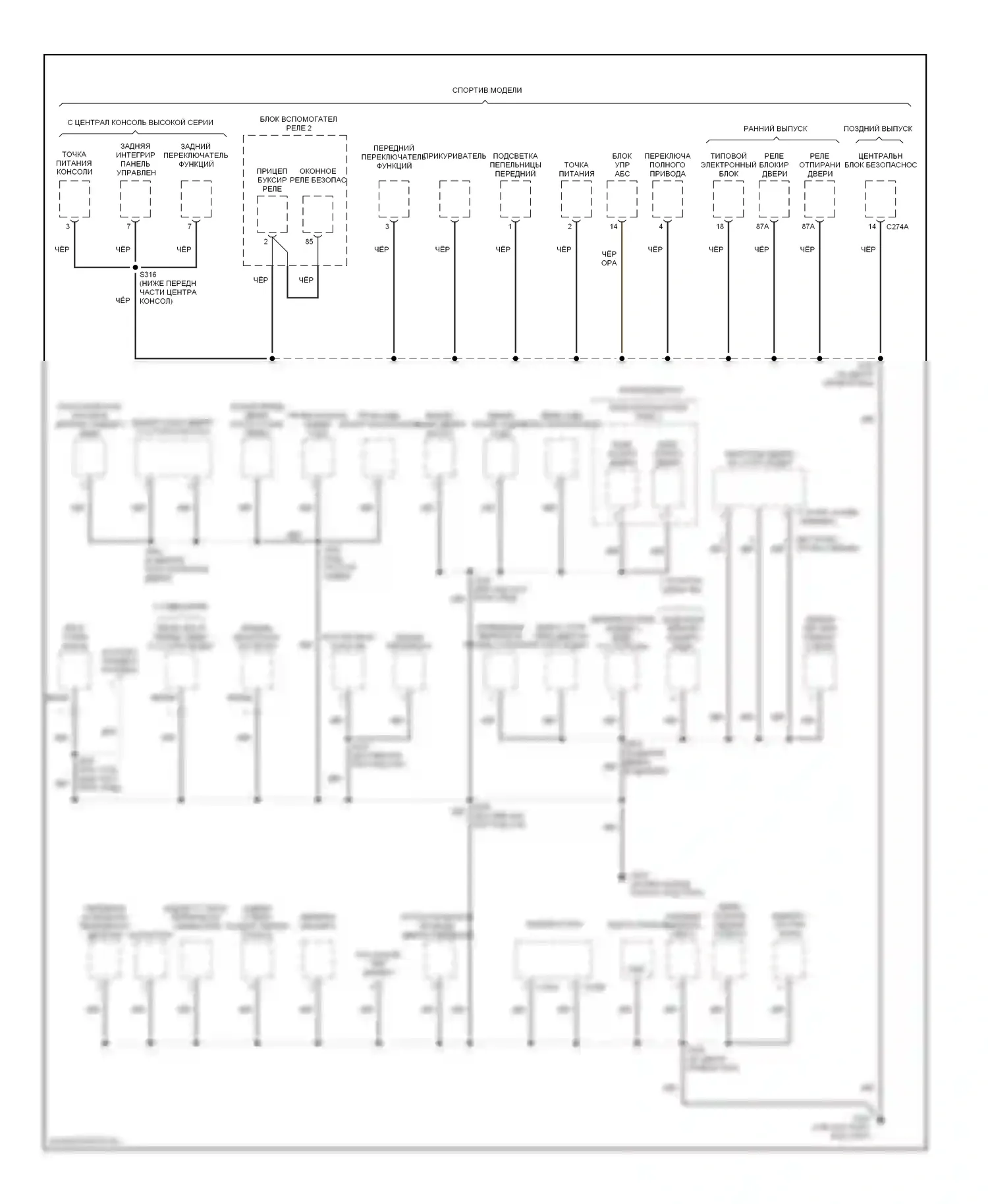 Explorer Ford II (1994-2003): Электросхема точек подключения масс (2 из 4) 