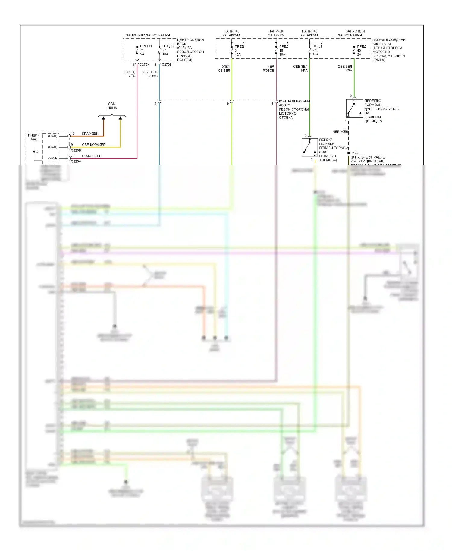 Explorer Ford III (2001-2006): Антиблокировочная система abs электросхема, без ivd 