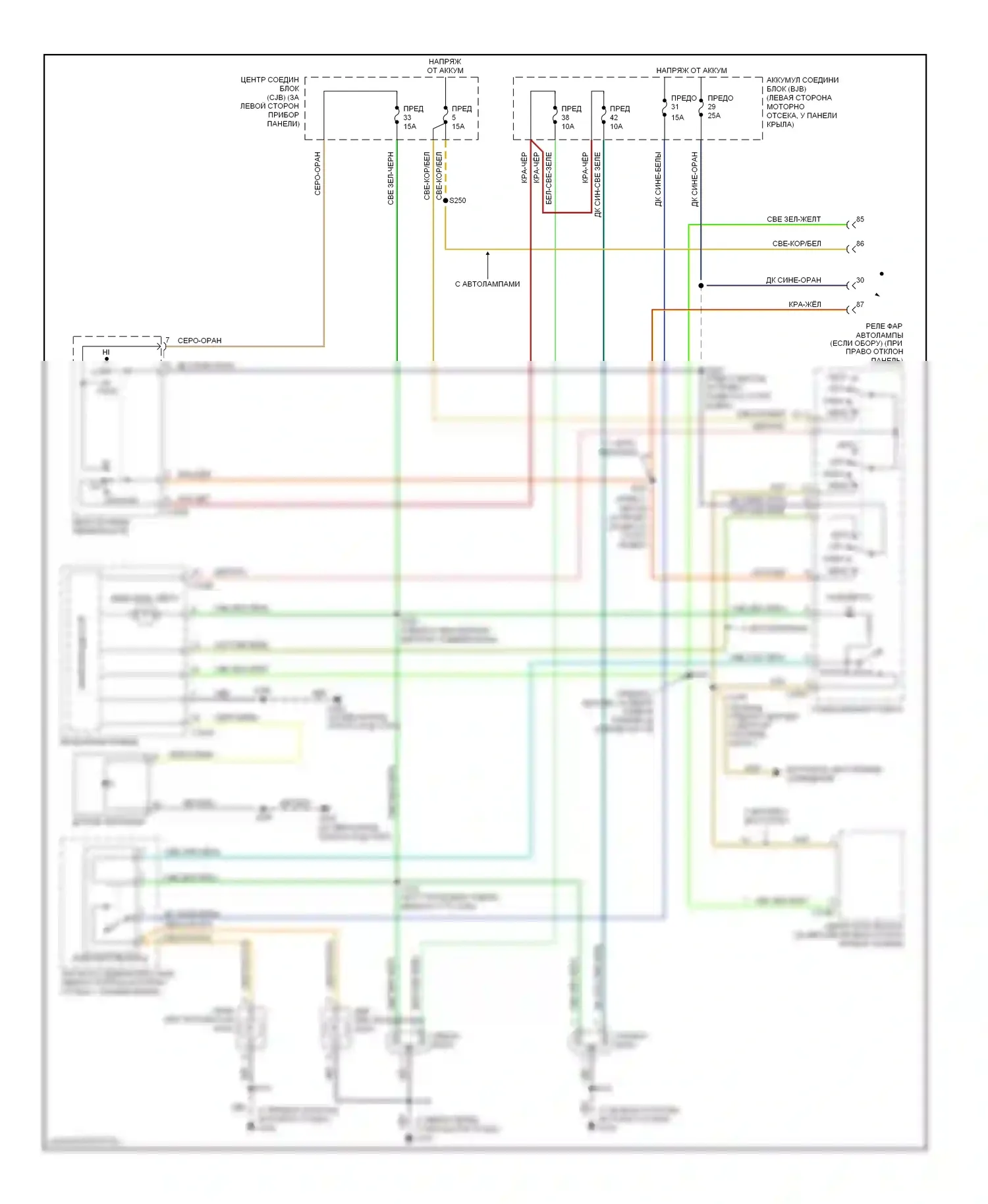 Explorer Ford III (2001-2006): Электросхема фар, без дрели 
