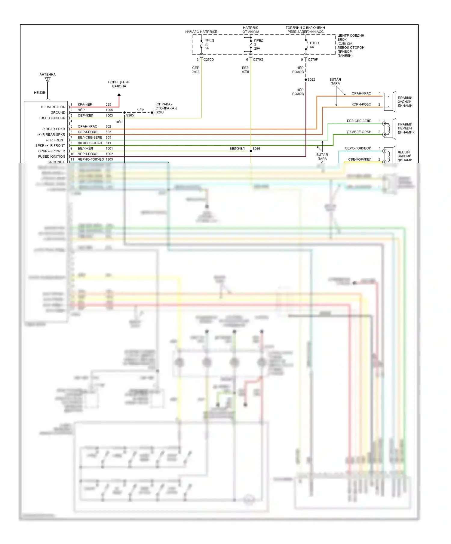Explorer Ford III (2001-2006): Электросхема мультимедии заднего сиденья, без аудиофила 