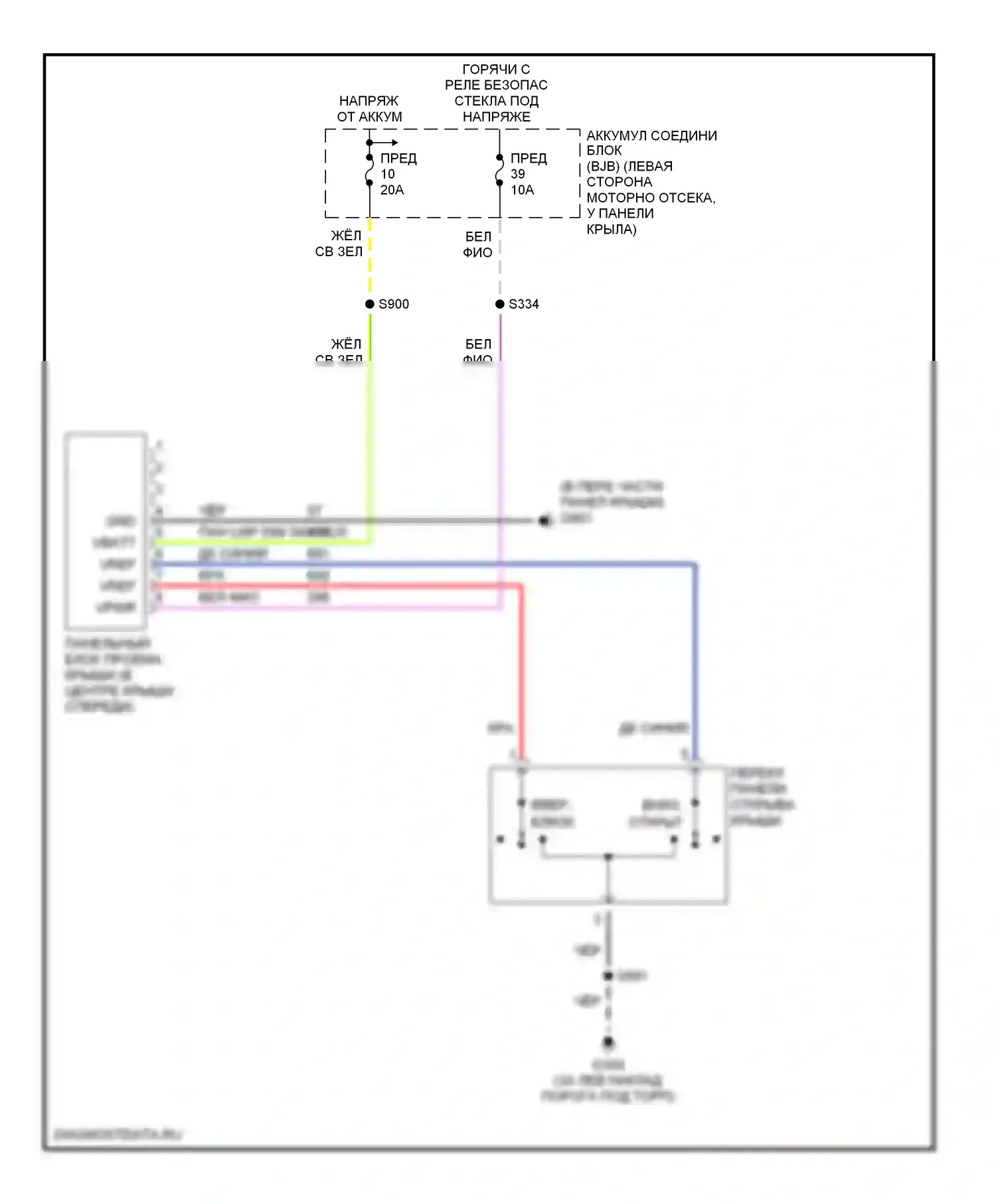 Explorer Ford III (2001-2006): Электросхема складной крыши/люка 