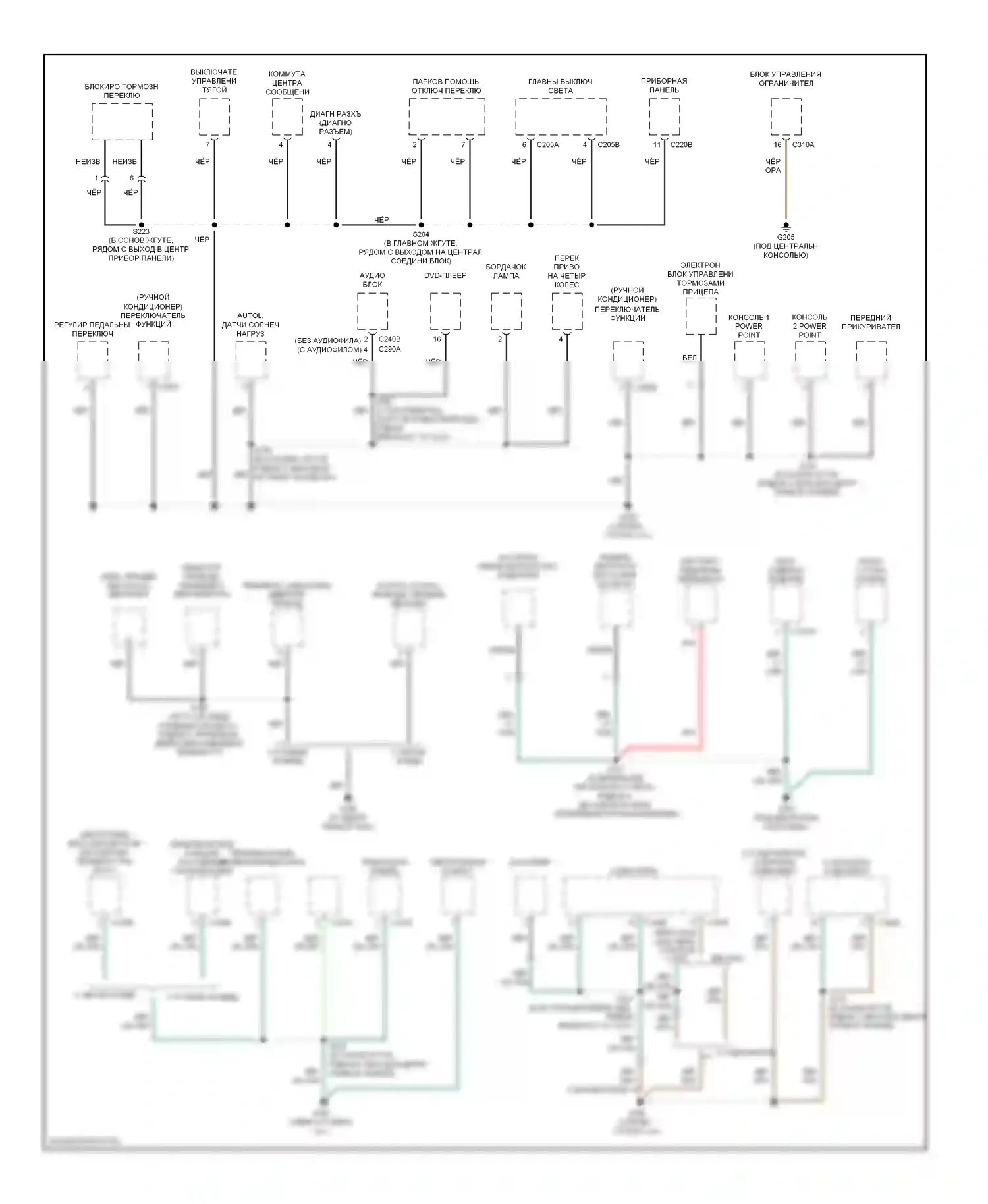 Explorer Ford III (2001-2006): Электросхема точек подключения масс (2 из 4) 