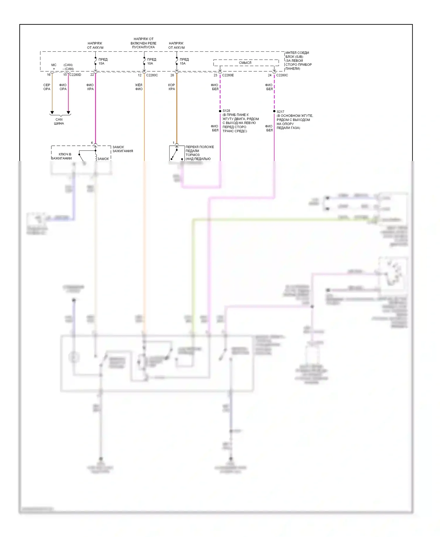 Explorer Ford IV (2005-2010): Электросхема блокировки селектора 