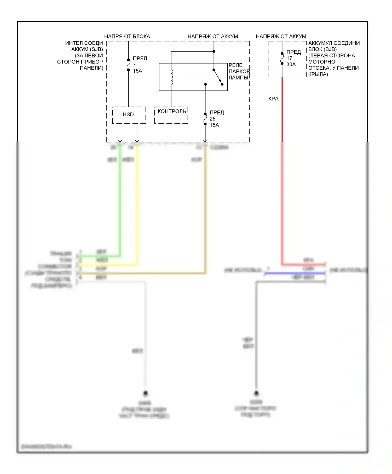 Explorer Ford IV (2005-2010): Электросхема буксировки прицепа, с облегченным режимом работы 