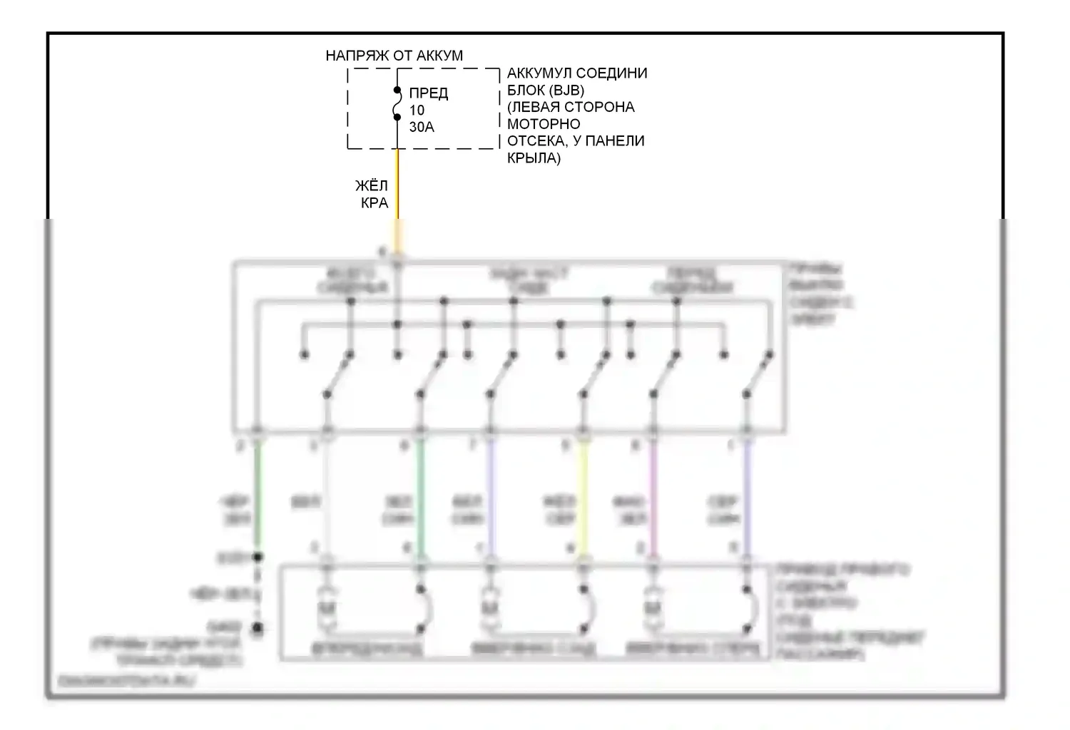 Explorer Ford IV (2005-2010): Электросхема сиденья питания для пассажиров 